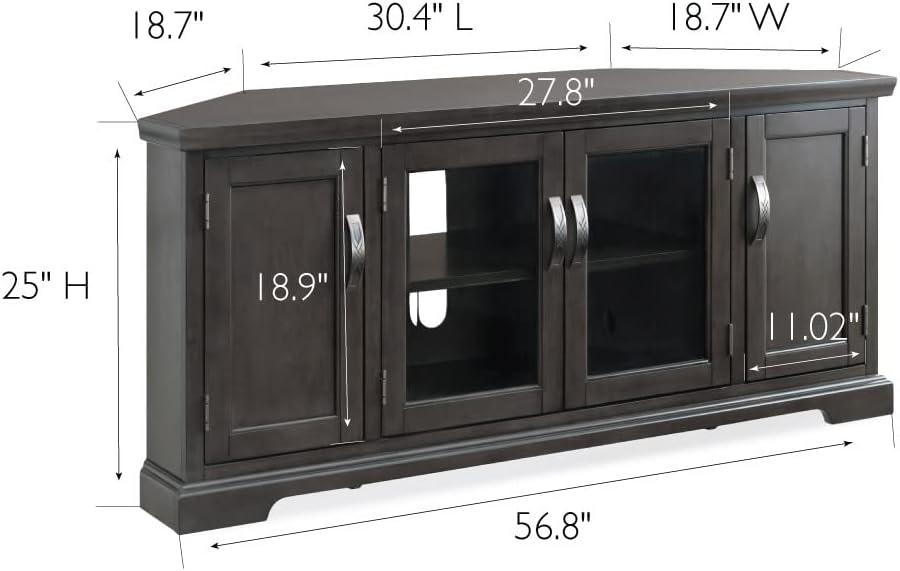imageLeick Home 84388 Two Door Corner TV Stand with Open Center Storage and Metal Base for 62 TVs Smoke Gray WashPewterGreyRiverstone Pewter