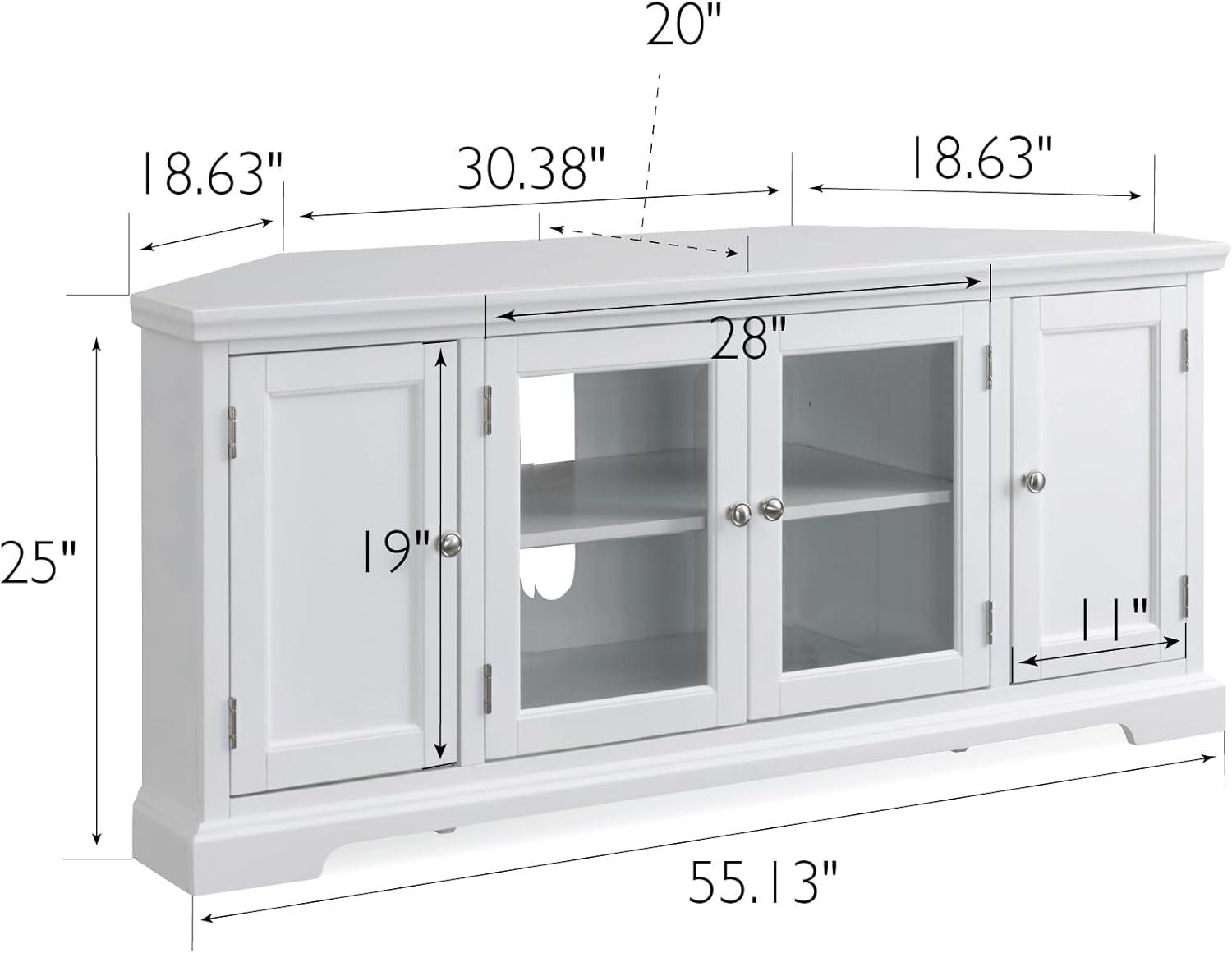 imageLeick Home 84388 Two Door Corner TV Stand with Open Center Storage and Metal Base for 62 TVs Smoke Gray WashPewterGreyWhite Brushed Nickel