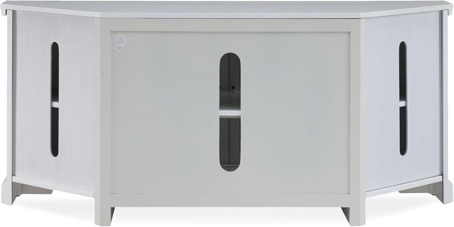 imageLeick Home 84388 Two Door Corner TV Stand with Open Center Storage and Metal Base for 62 TVs Smoke Gray WashPewterGreyWhite Brushed Nickel