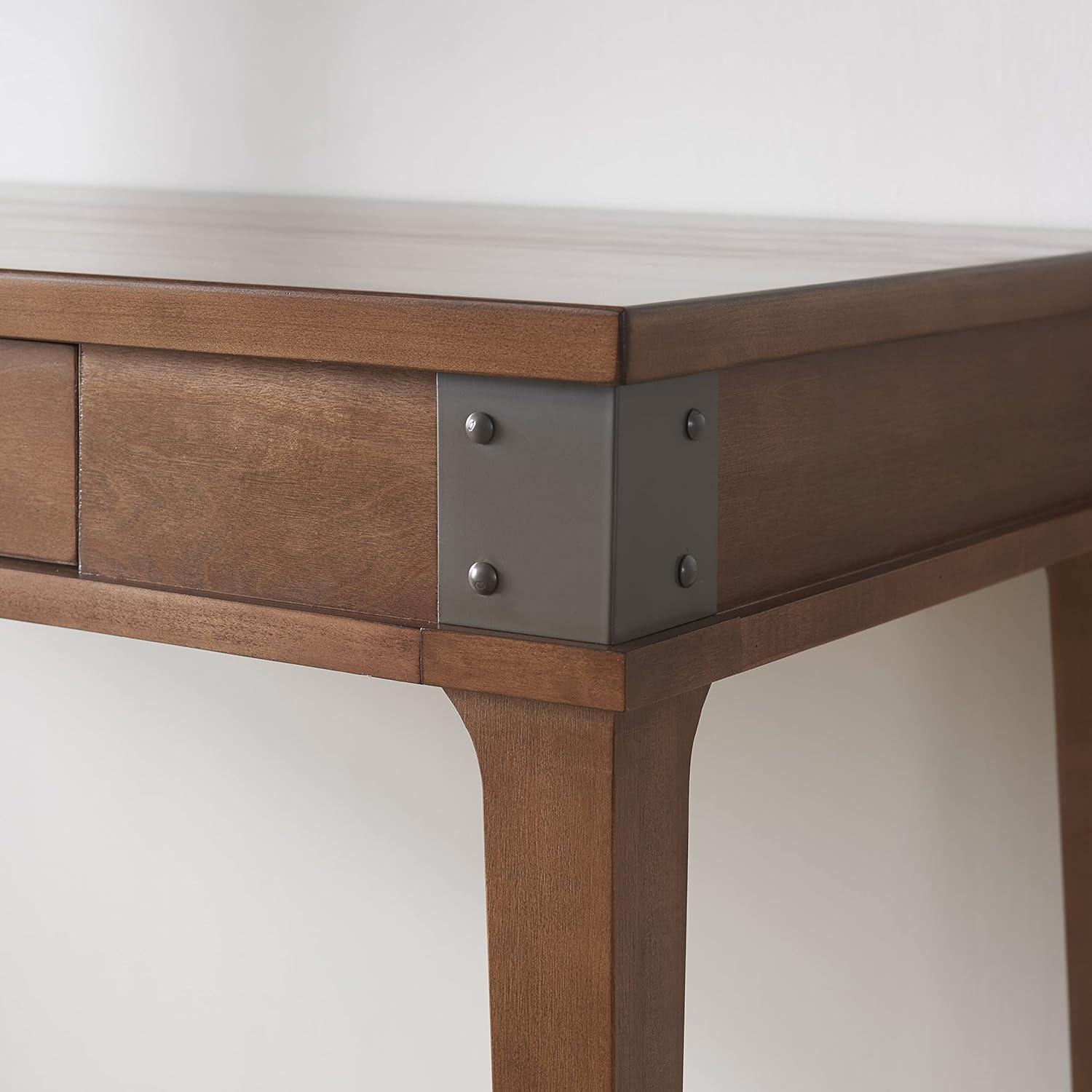 imageLeick Home 84430 Oak Corner ComputerWriting Desk with Drawer Smoke GrayAged BarrelGunmetal