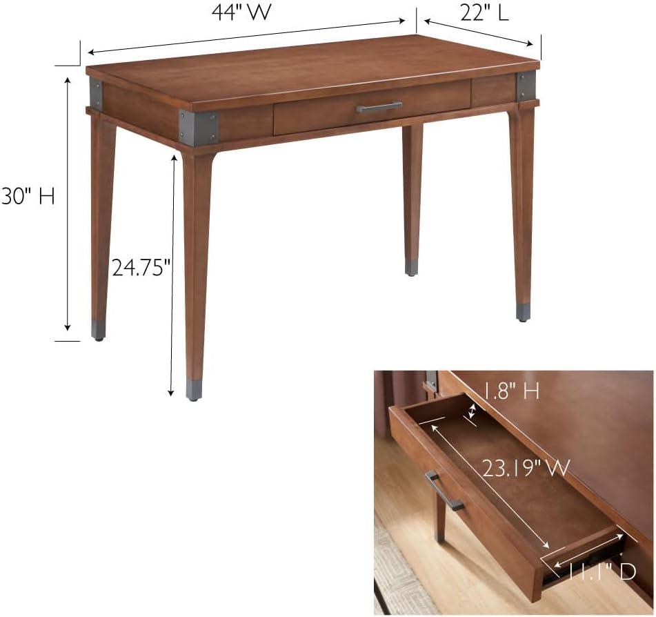 imageLeick Home 84430 Oak Corner ComputerWriting Desk with Drawer Smoke GrayAged BarrelGunmetal