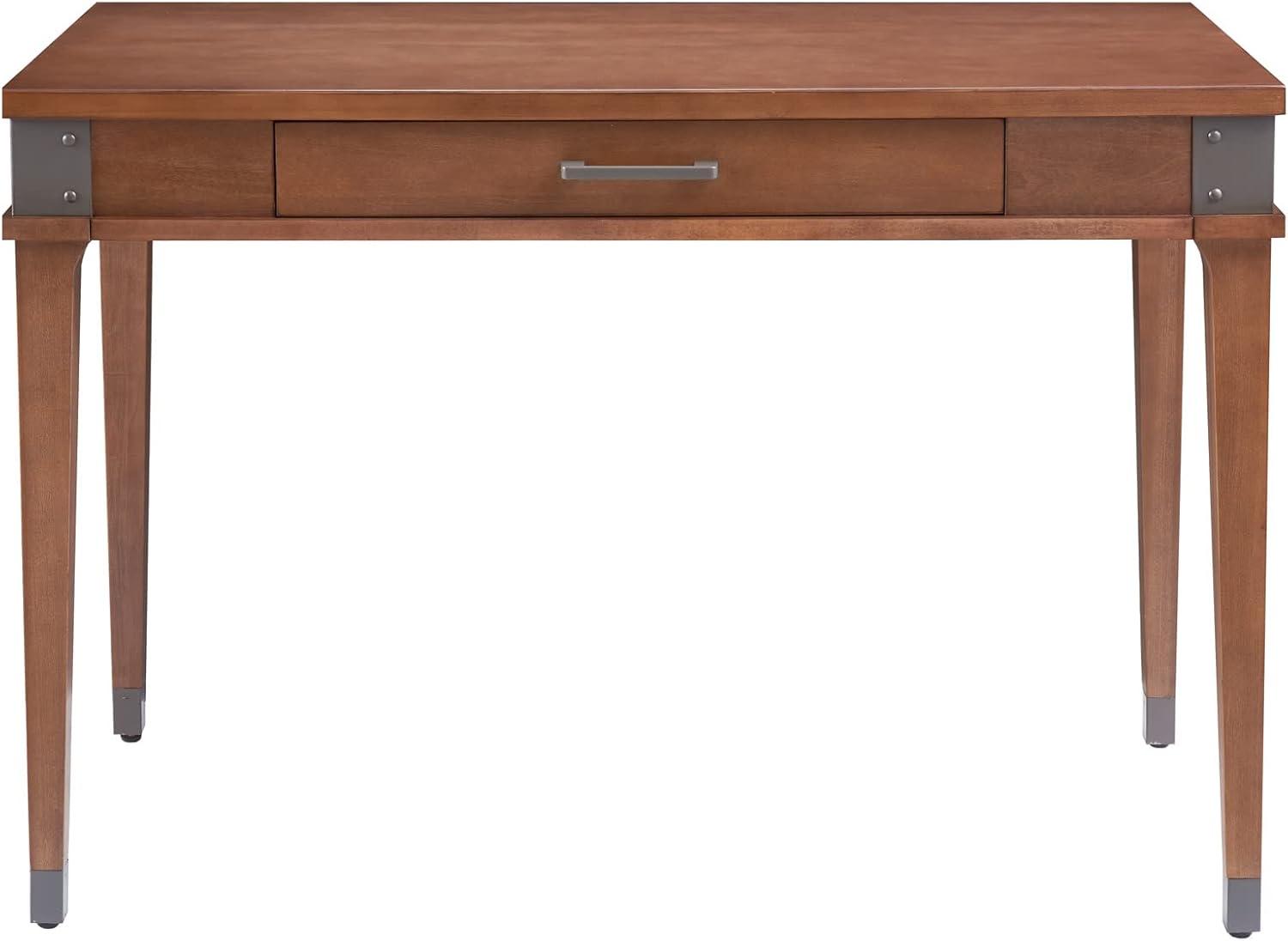 imageLeick Home 84430 Oak Corner ComputerWriting Desk with Drawer Smoke GrayAged BarrelGunmetal