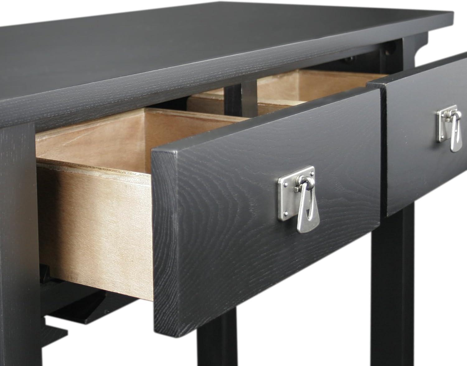 imageLeick Home 9061SL Mission Wine Stand with Glass and Bottle Storage Two Drawer for Buffet Dining Room Living Room Kitchen Slate Black FinishBlack