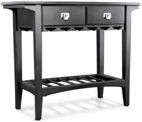 imageLeick Home 9061SL Mission Wine Stand with Glass and Bottle Storage Two Drawer for Buffet Dining Room Living Room Kitchen Slate Black FinishBlack