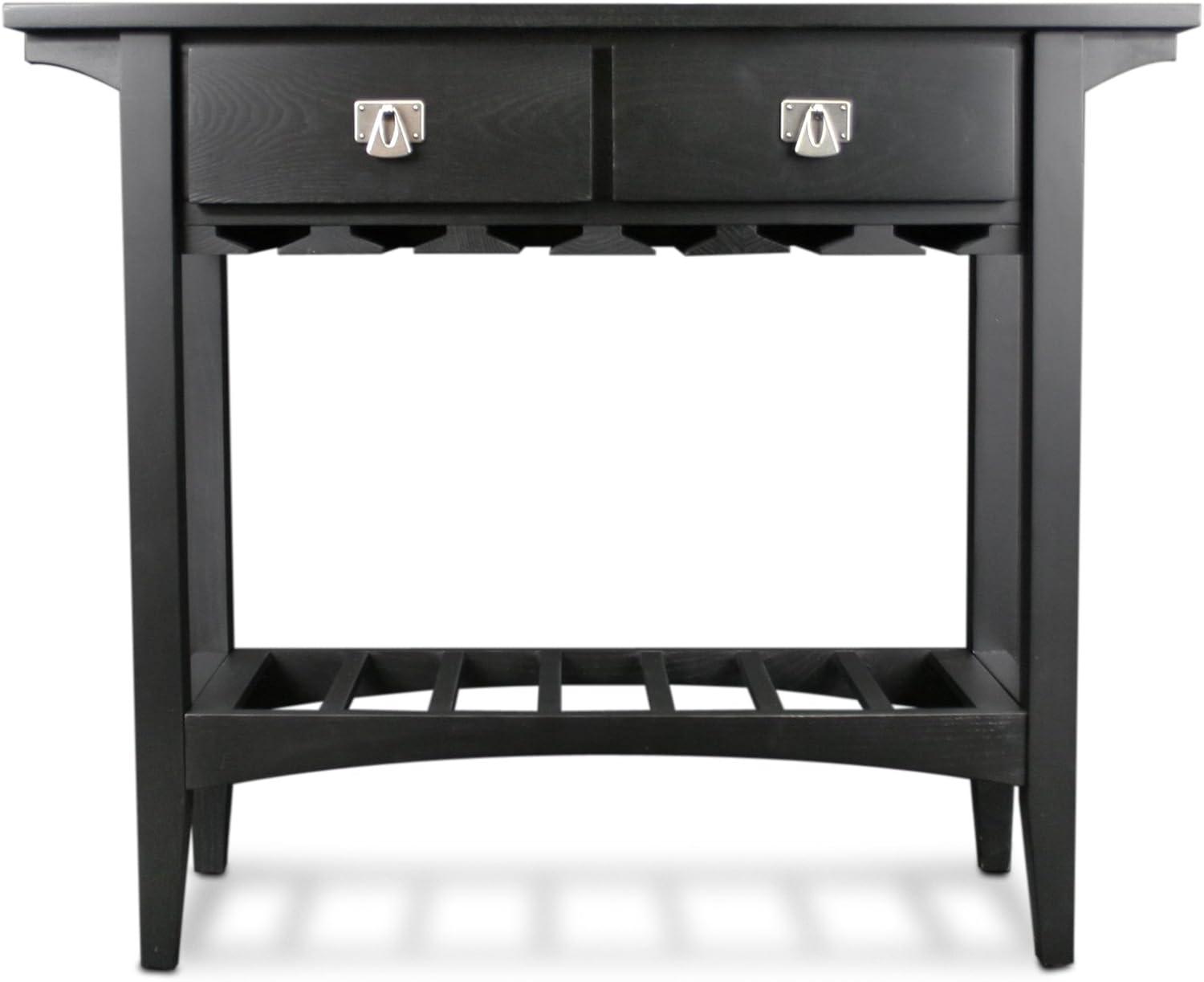 imageLeick Home 9061SL Mission Wine Stand with Glass and Bottle Storage Two Drawer for Buffet Dining Room Living Room Kitchen Slate Black FinishBlack