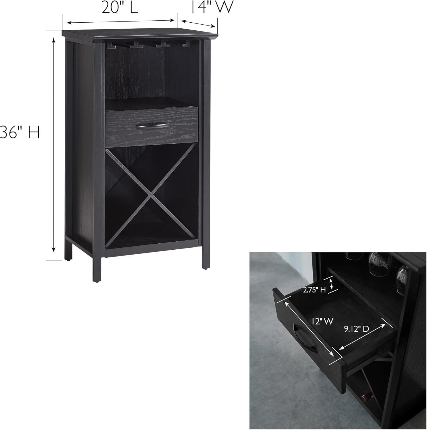 imageLeick Home 9061SL Mission Wine Stand with Glass and Bottle Storage Two Drawer for Buffet Dining Room Living Room Kitchen Slate Black FinishBlack Wash