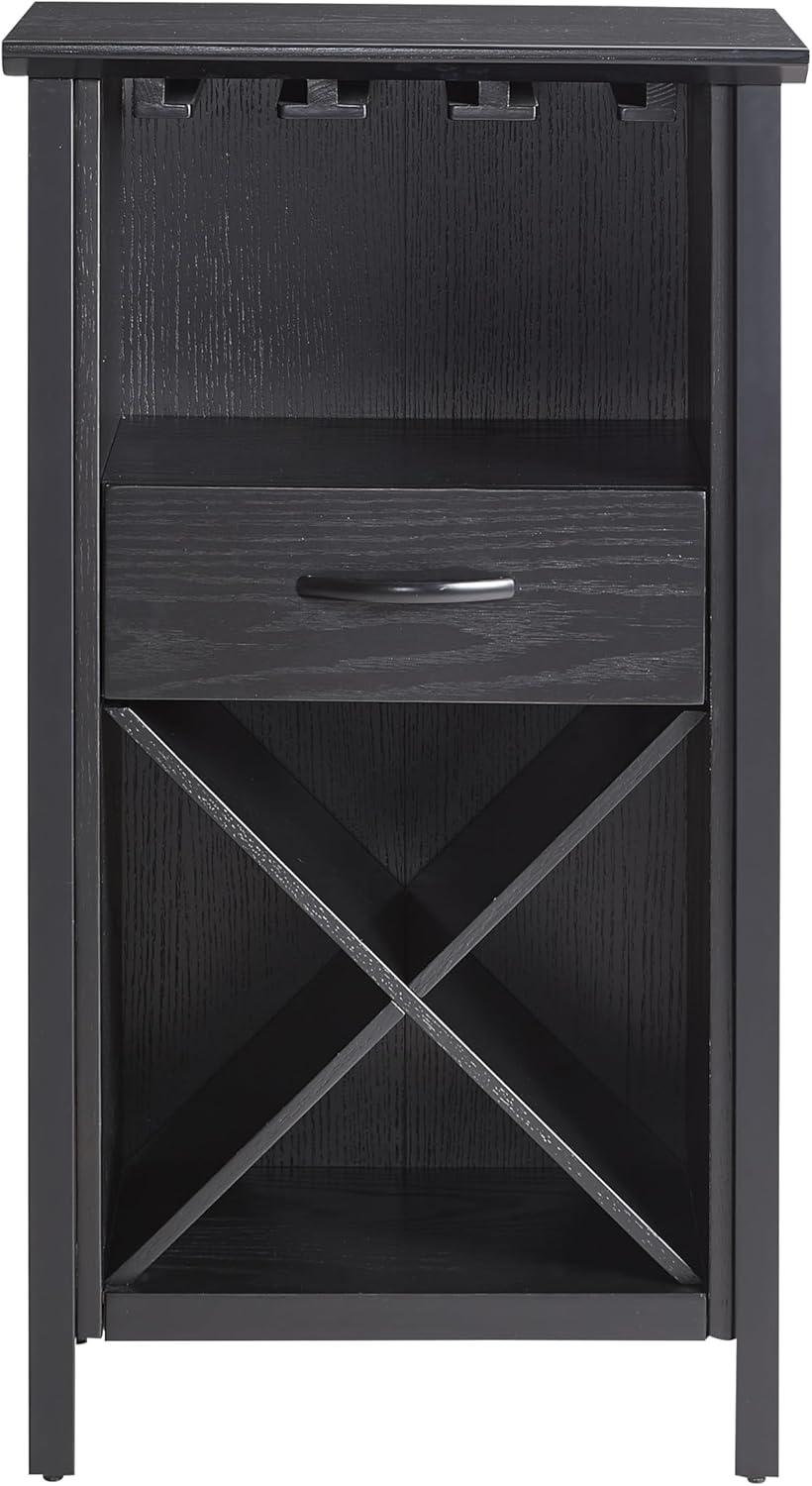 imageLeick Home 9061SL Mission Wine Stand with Glass and Bottle Storage Two Drawer for Buffet Dining Room Living Room Kitchen Slate Black FinishBlack Wash