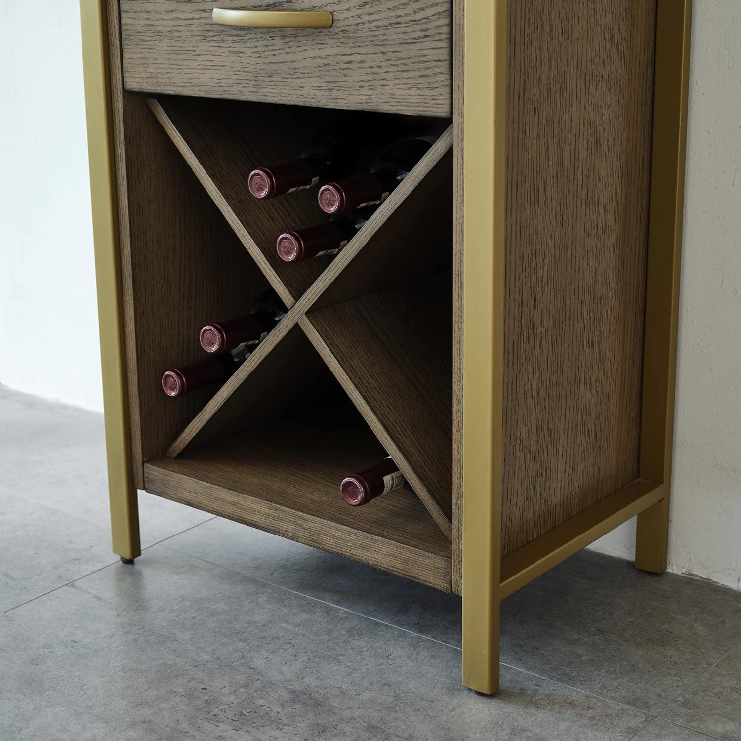imageLeick Home 9061SL Mission Wine Stand with Glass and Bottle Storage Two Drawer for Buffet Dining Room Living Room Kitchen Slate Black FinishDune