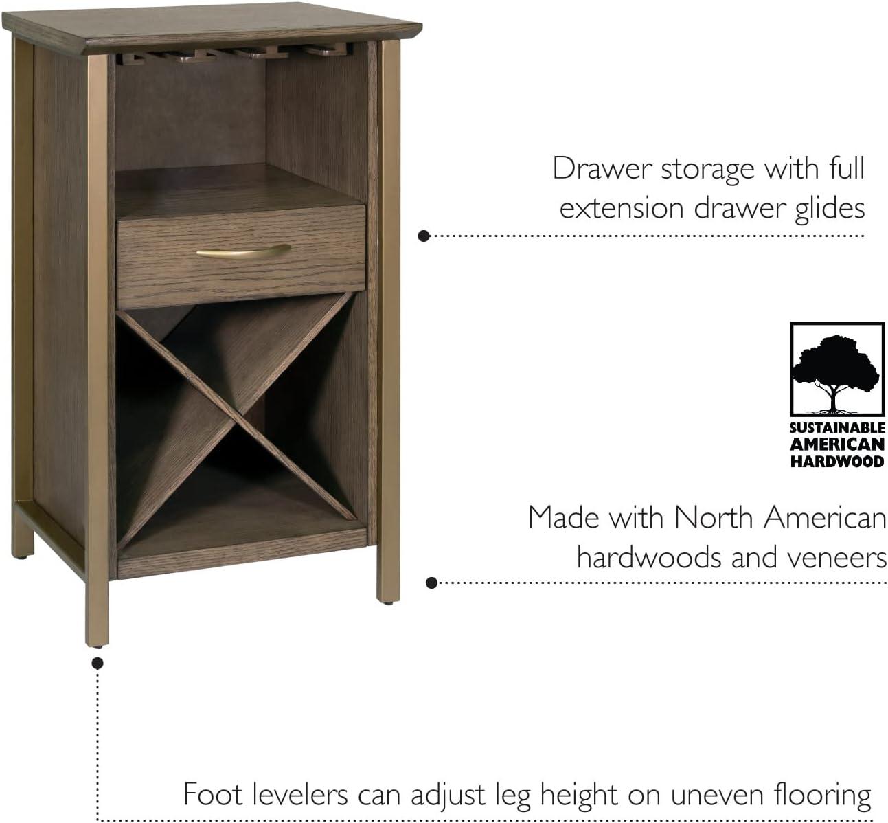 imageLeick Home 9061SL Mission Wine Stand with Glass and Bottle Storage Two Drawer for Buffet Dining Room Living Room Kitchen Slate Black FinishDune