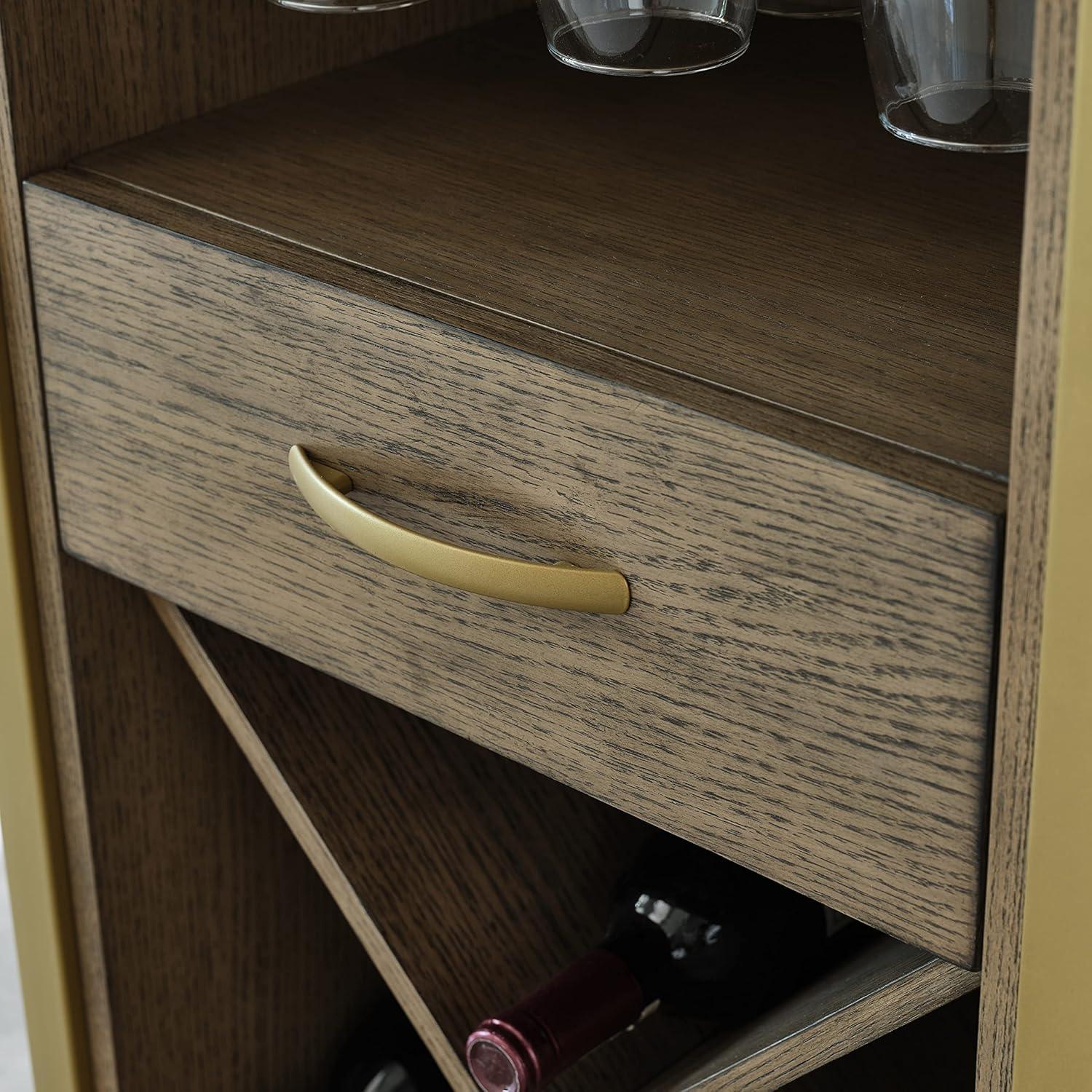 imageLeick Home 9061SL Mission Wine Stand with Glass and Bottle Storage Two Drawer for Buffet Dining Room Living Room Kitchen Slate Black FinishDune