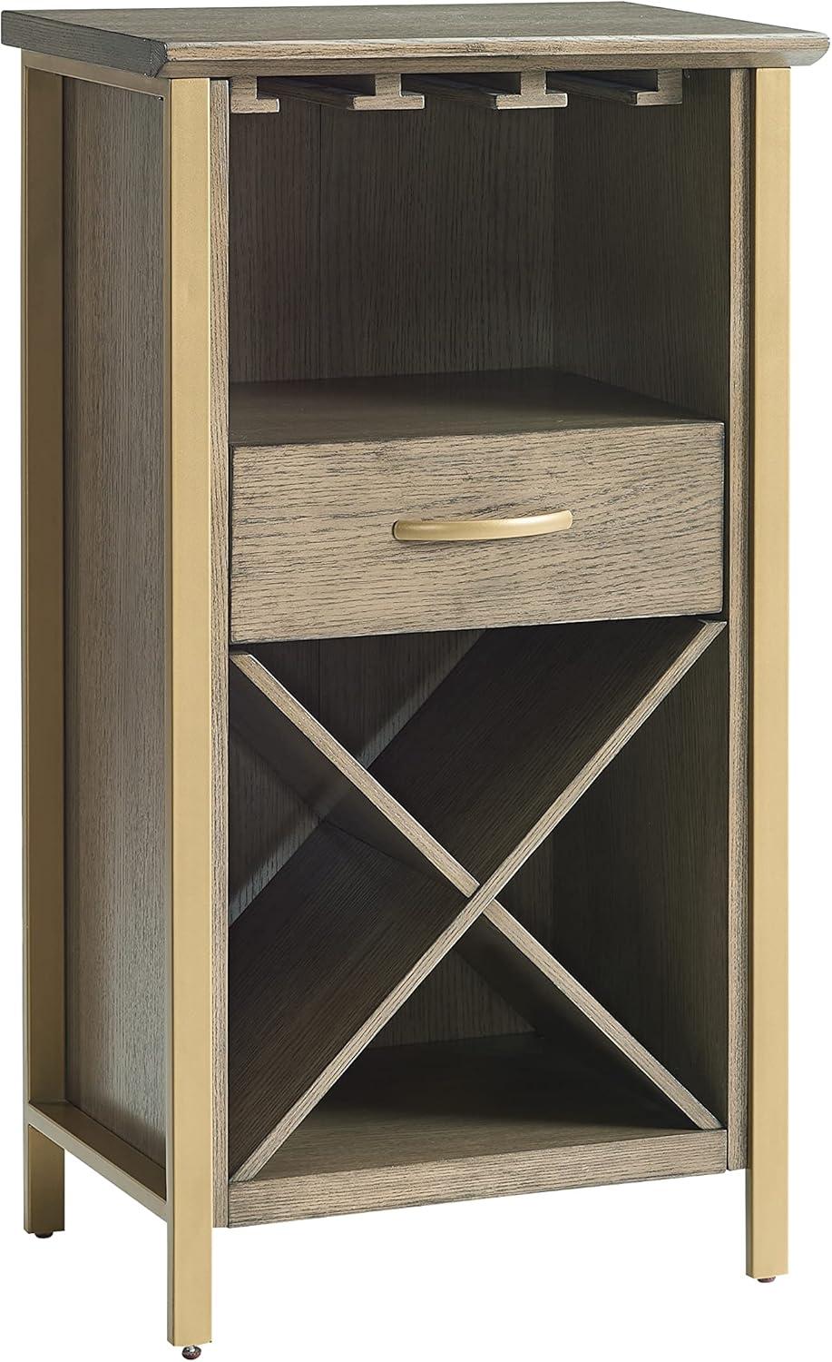 imageLeick Home 9061SL Mission Wine Stand with Glass and Bottle Storage Two Drawer for Buffet Dining Room Living Room Kitchen Slate Black FinishDune
