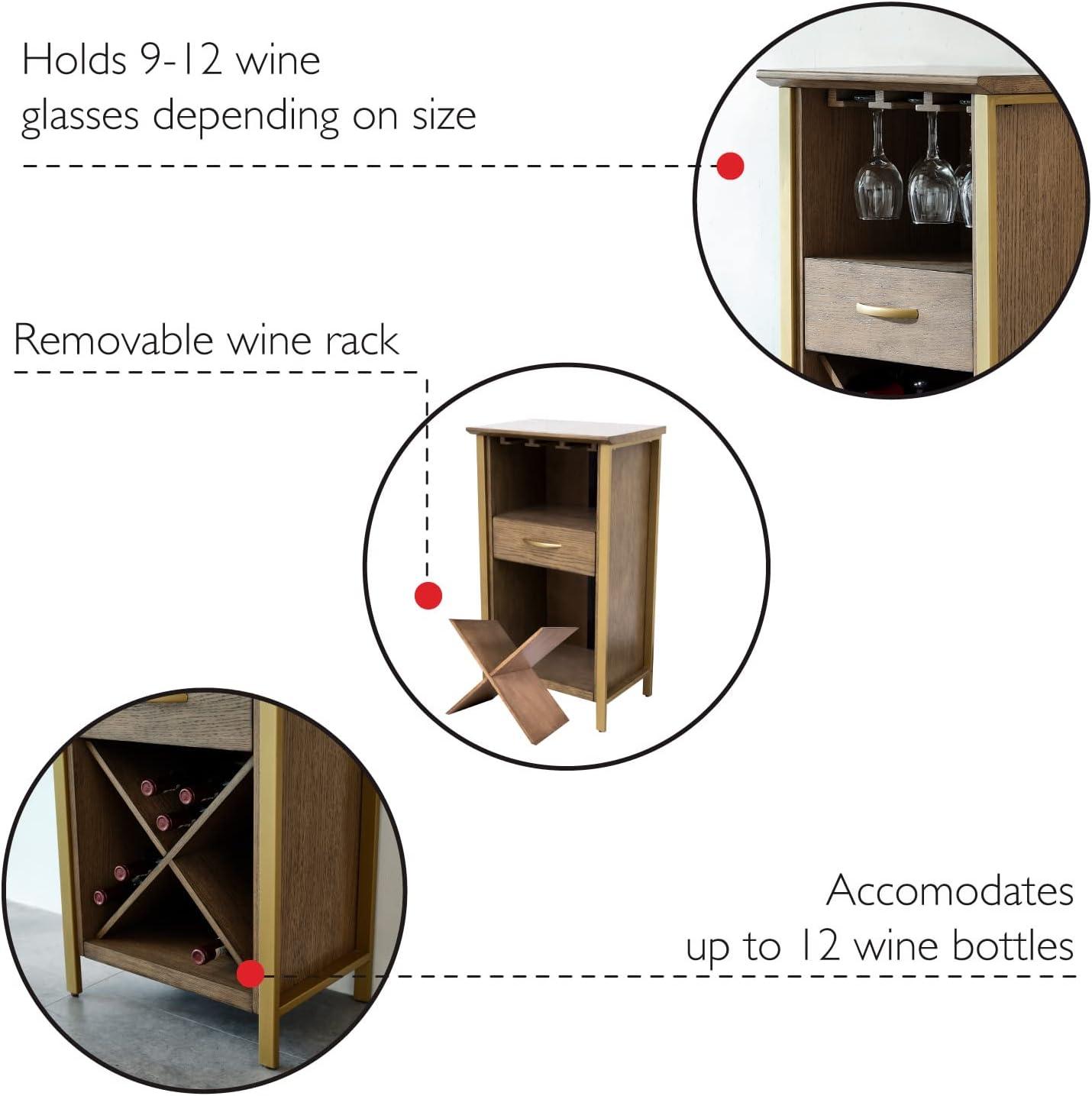imageLeick Home 9061SL Mission Wine Stand with Glass and Bottle Storage Two Drawer for Buffet Dining Room Living Room Kitchen Slate Black FinishDune
