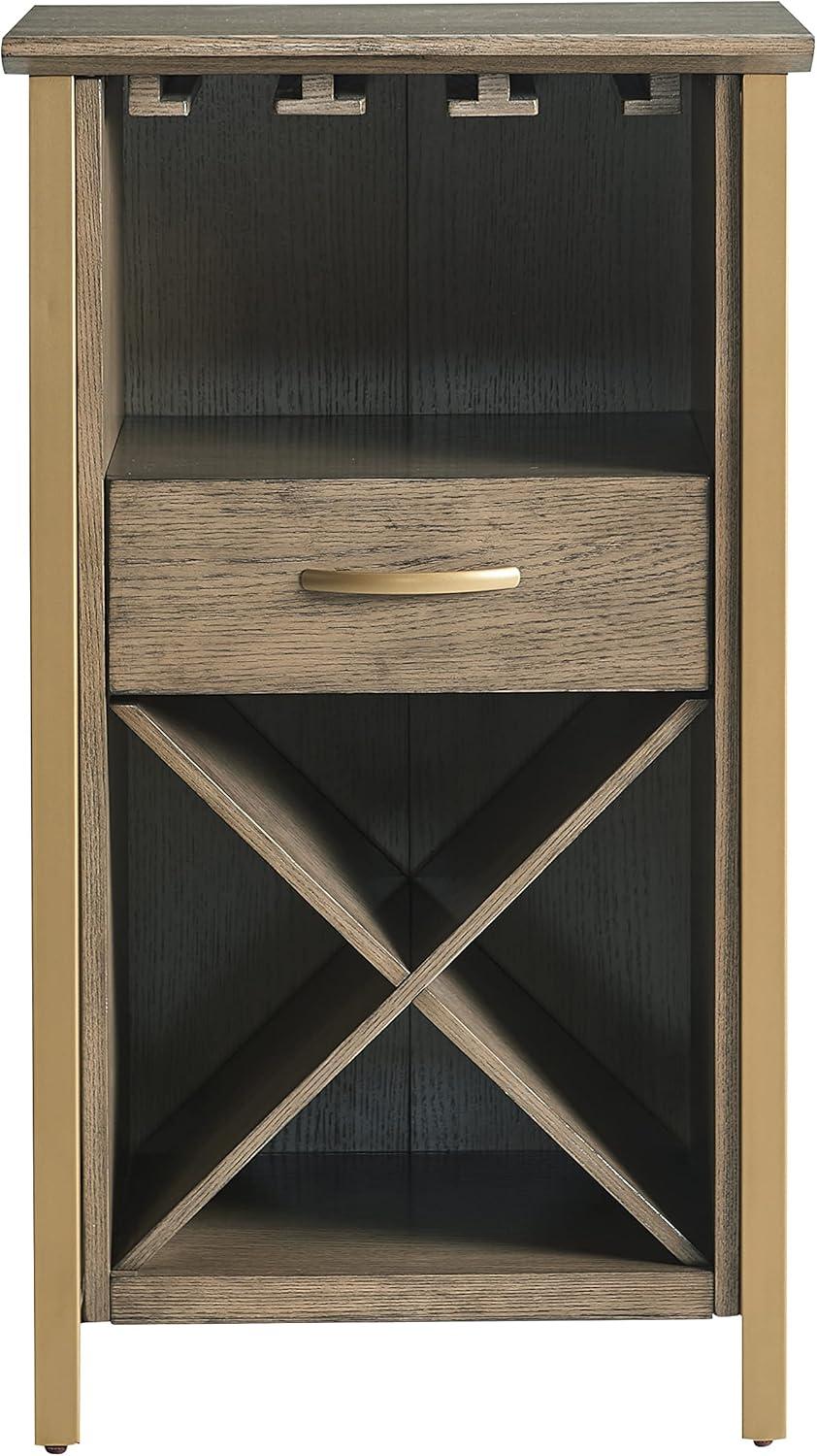 imageLeick Home 9061SL Mission Wine Stand with Glass and Bottle Storage Two Drawer for Buffet Dining Room Living Room Kitchen Slate Black FinishDune