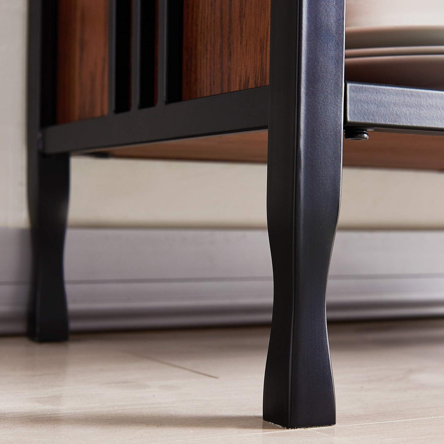imageLeick Home 9061SL Mission Wine Stand with Glass and Bottle Storage Two Drawer for Buffet Dining Room Living Room Kitchen Slate Black FinishMission Oak