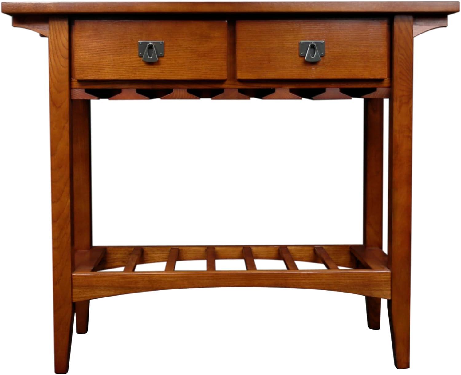 imageLeick Home 9061SL Mission Wine Stand with Glass and Bottle Storage Two Drawer for Buffet Dining Room Living Room Kitchen Slate Black FinishRusset