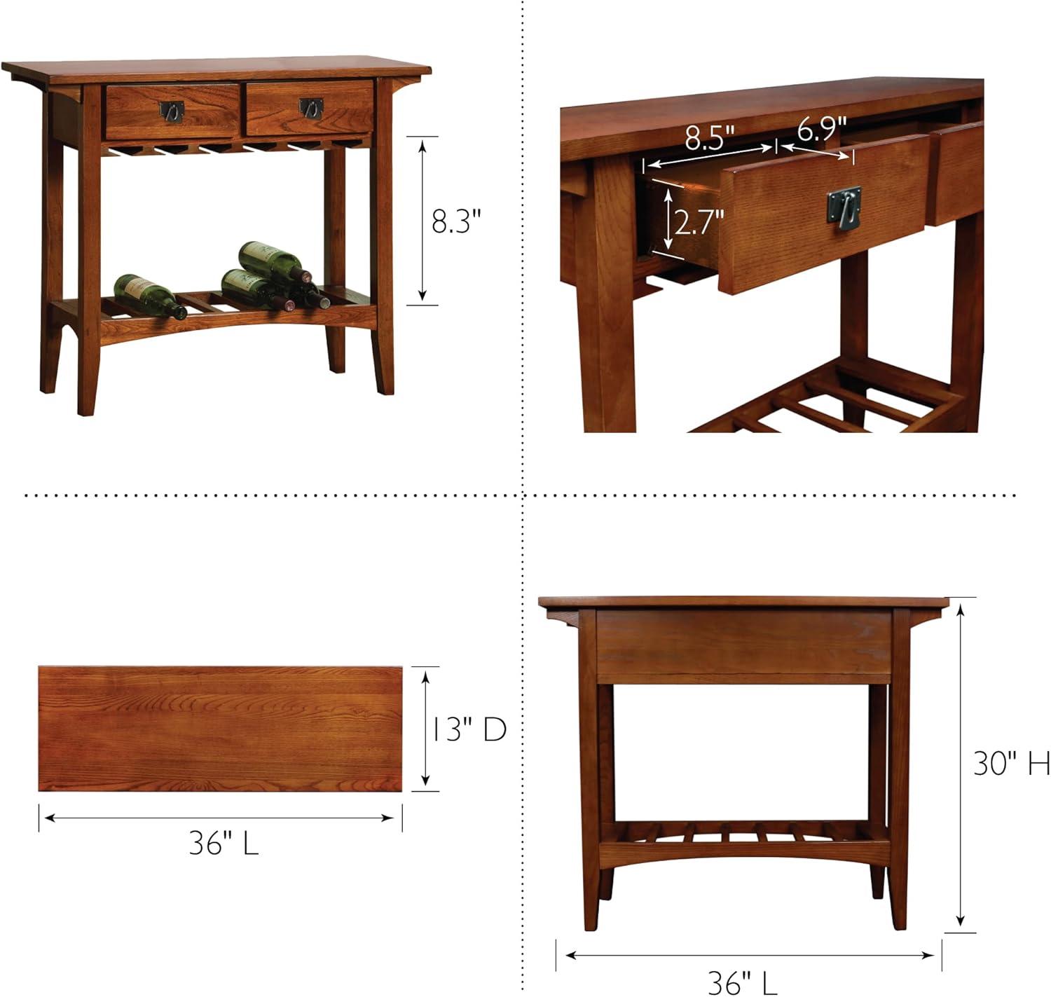 imageLeick Home 9061SL Mission Wine Stand with Glass and Bottle Storage Two Drawer for Buffet Dining Room Living Room Kitchen Slate Black FinishRusset