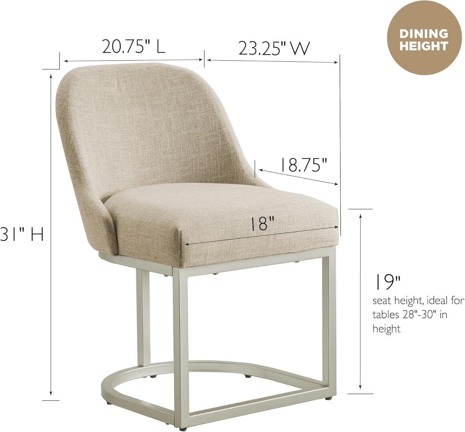 imageLeick Home Barrelback Chair Set of 2 for Dining Room Modern Oatmeal Linen Seat and Pewter Metal Base 2Pack