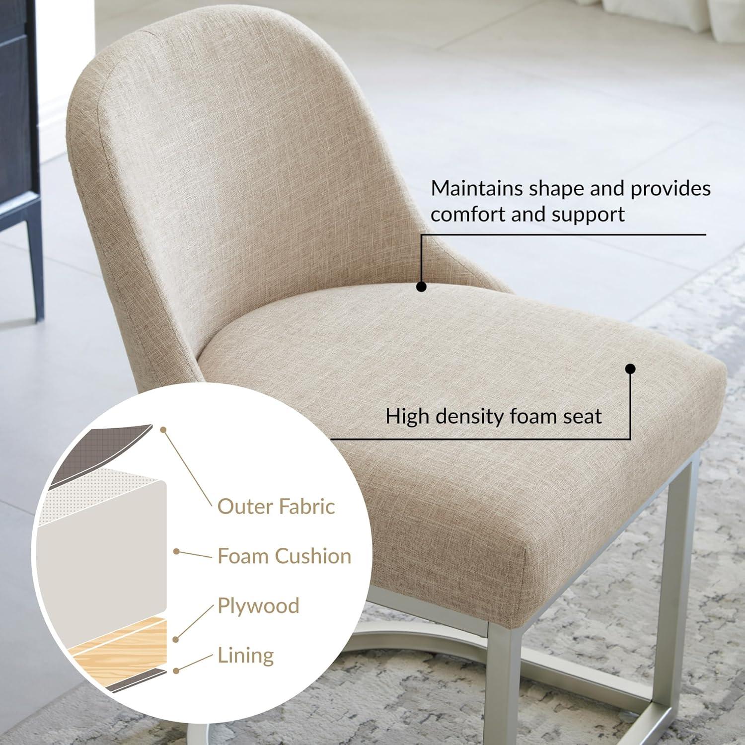 imageLeick Home Barrelback Chair Set of 2 for Dining Room Modern Oatmeal Linen Seat and Pewter Metal Base 2Pack