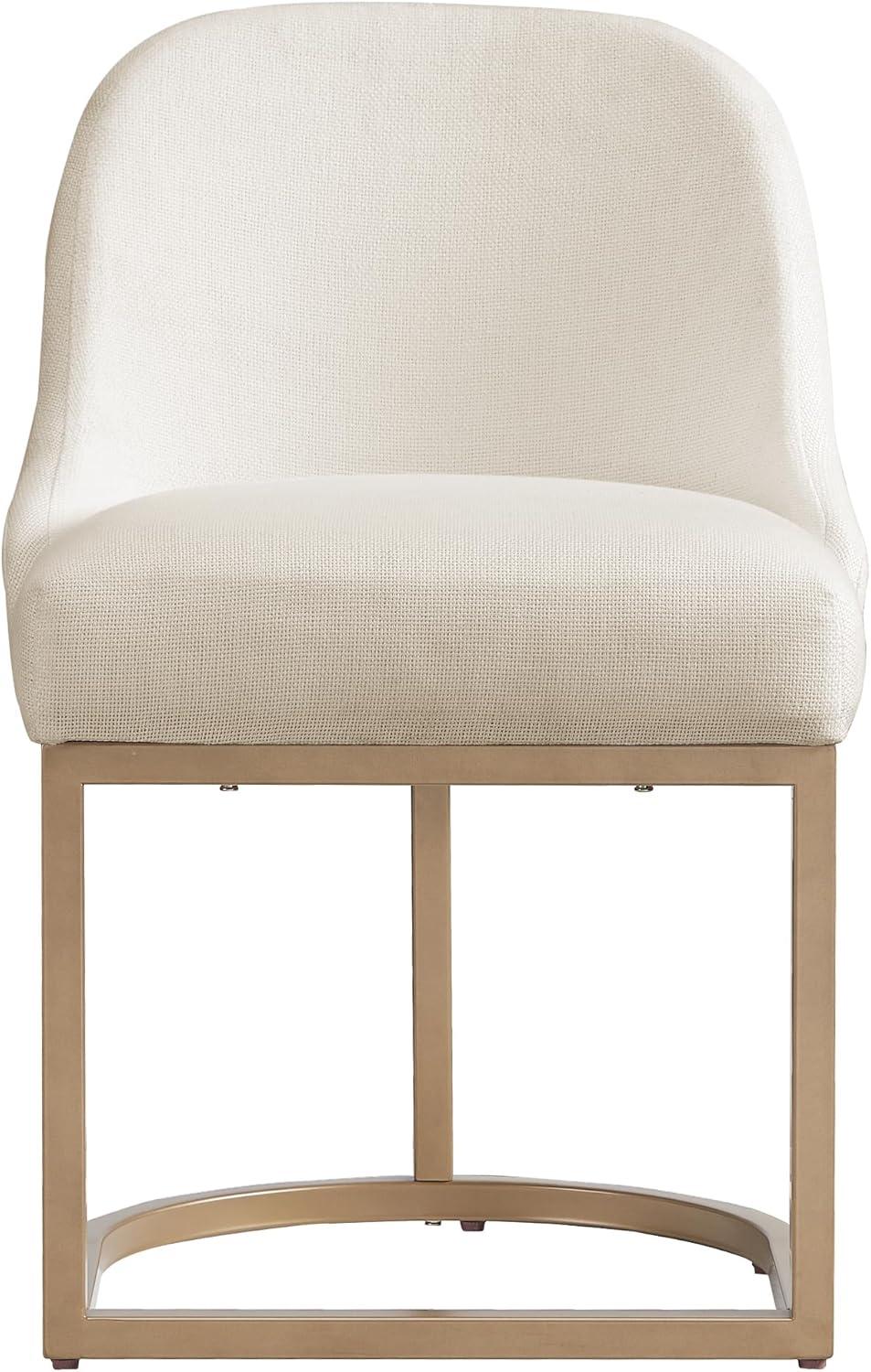 imageLeick Home Barrelback Chair with Metal Base Set of 2 for Dining Room Modern White Linen Seat 2Pack