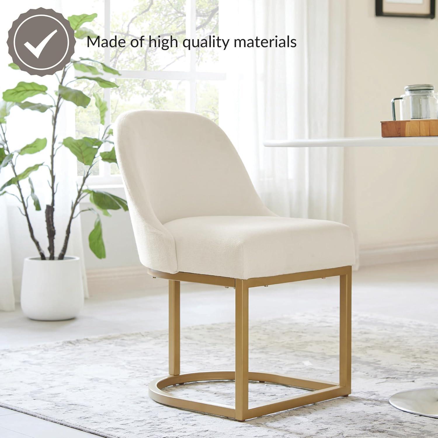 imageLeick Home Barrelback Chair with Metal Base Set of 2 for Dining Room Modern White Linen Seat 2Pack