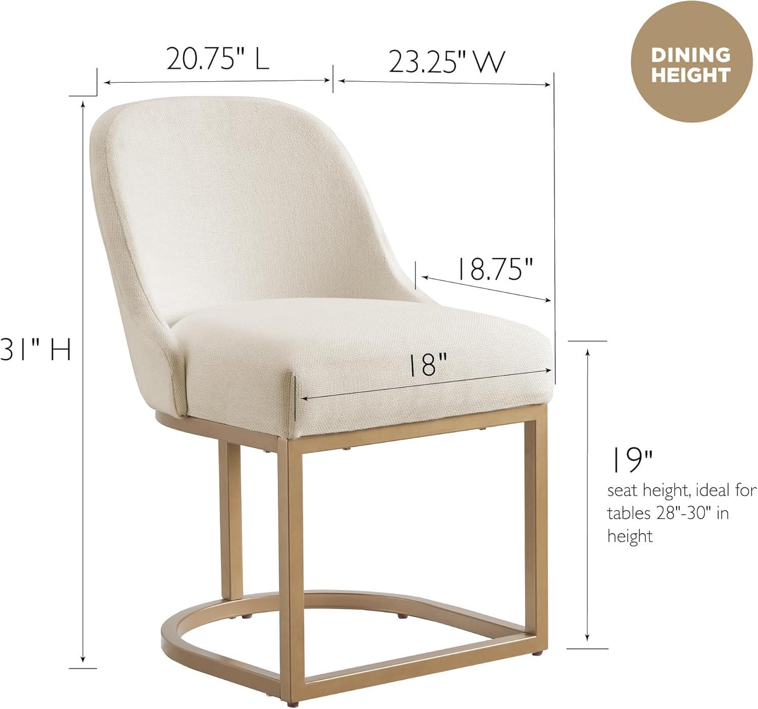 imageLeick Home Barrelback Chair with Metal Base Set of 2 for Dining Room Modern White Linen Seat 2Pack