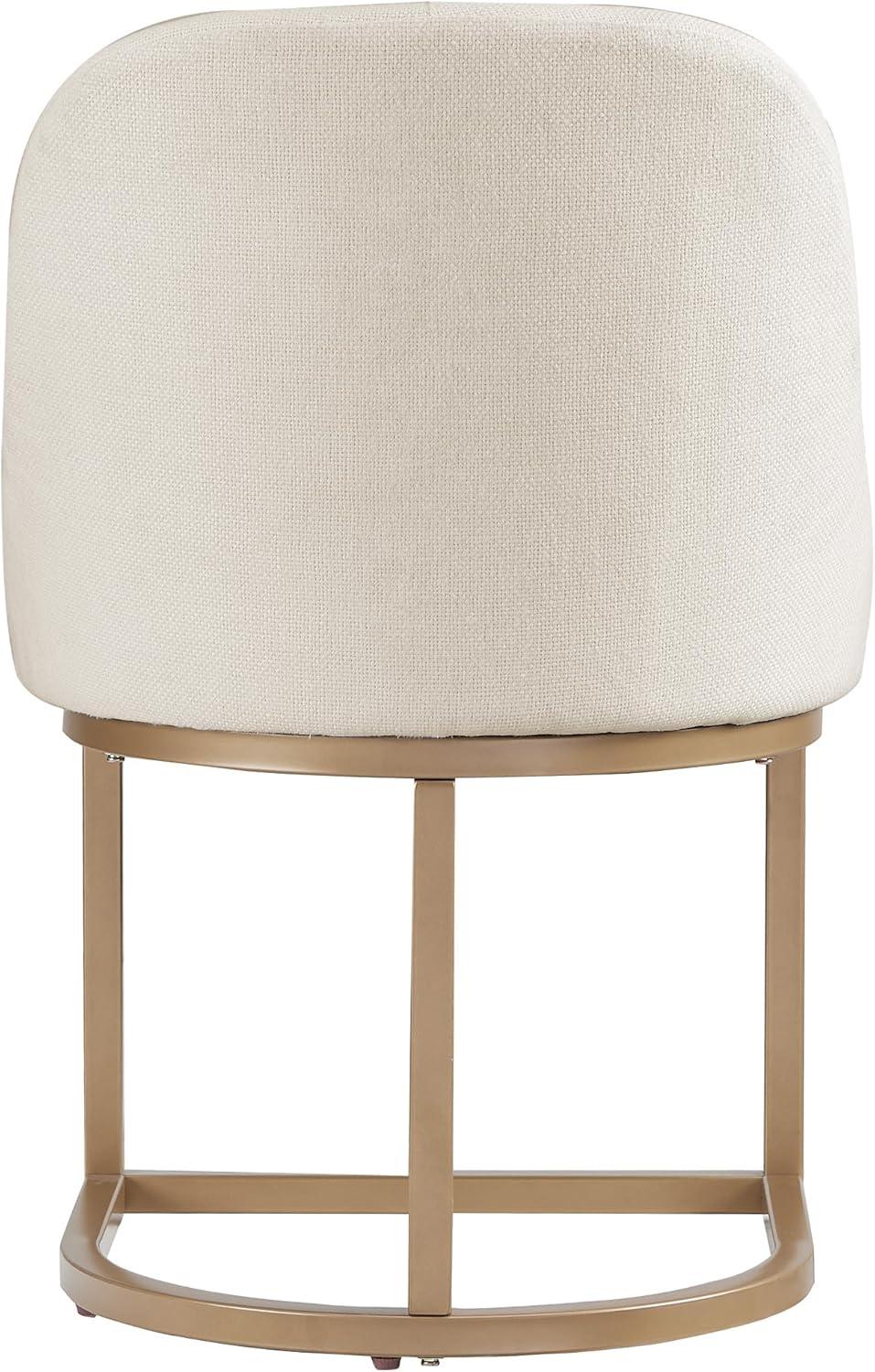 imageLeick Home Barrelback Chair with Metal Base Set of 2 for Dining Room Modern White Linen Seat 2Pack