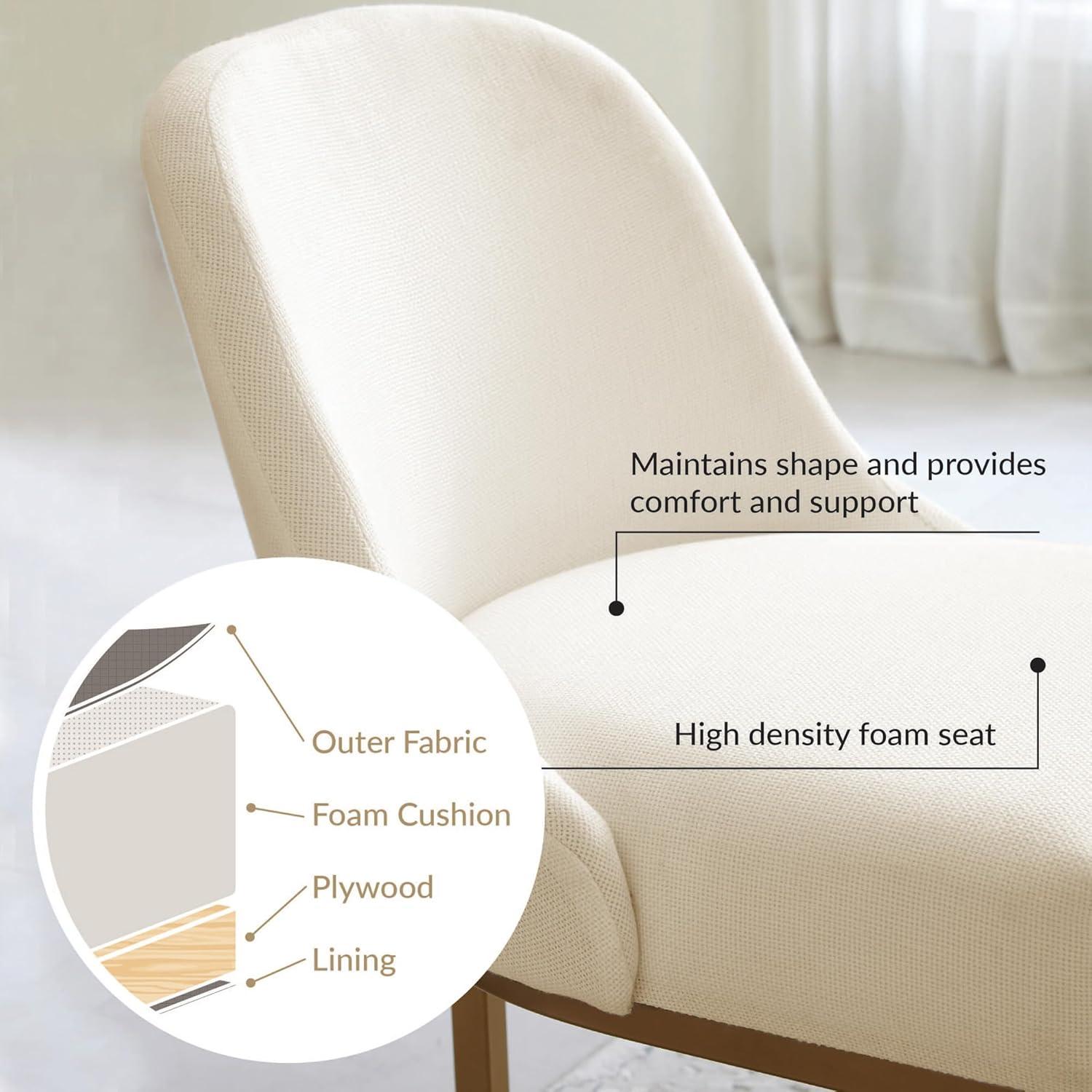 imageLeick Home Barrelback Chair with Metal Base Set of 2 for Dining Room Modern White Linen Seat 2Pack
