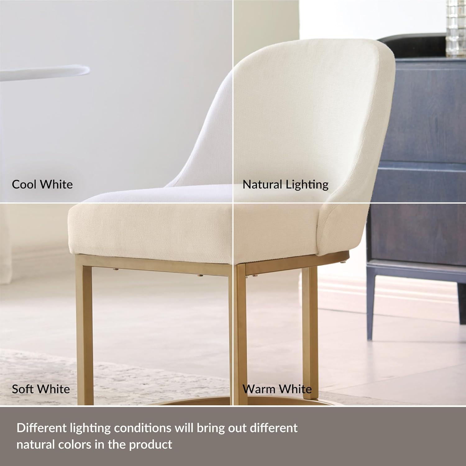 imageLeick Home Barrelback Chair with Metal Base Set of 2 for Dining Room Modern White Linen Seat 2Pack