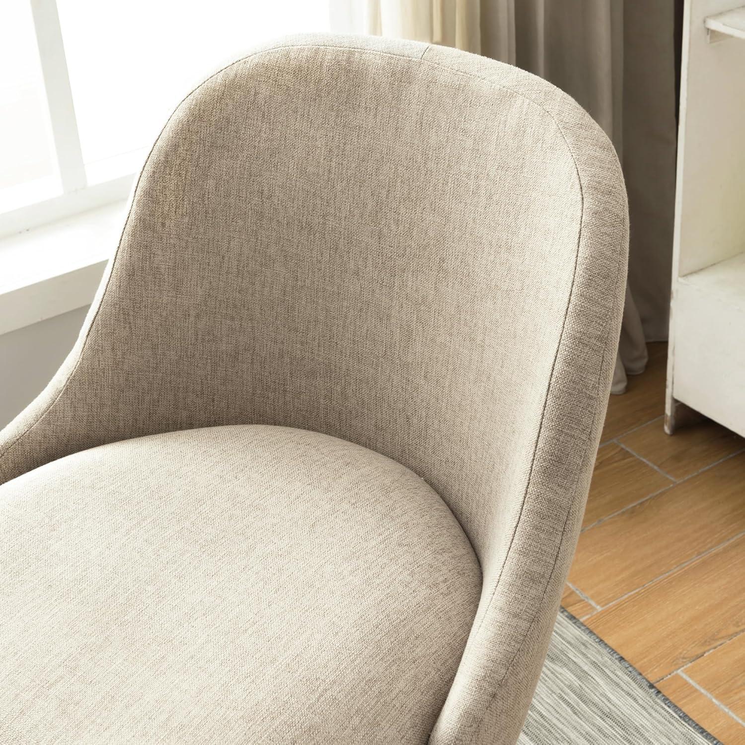 imageLeick Home Barrelback Counter Stool Set of 2 Counter Height Upholstered Beige Linen Cushion Silver Metal Base Easy Assembly 2075 in L x 2325 in W x 385 in H Item 214528