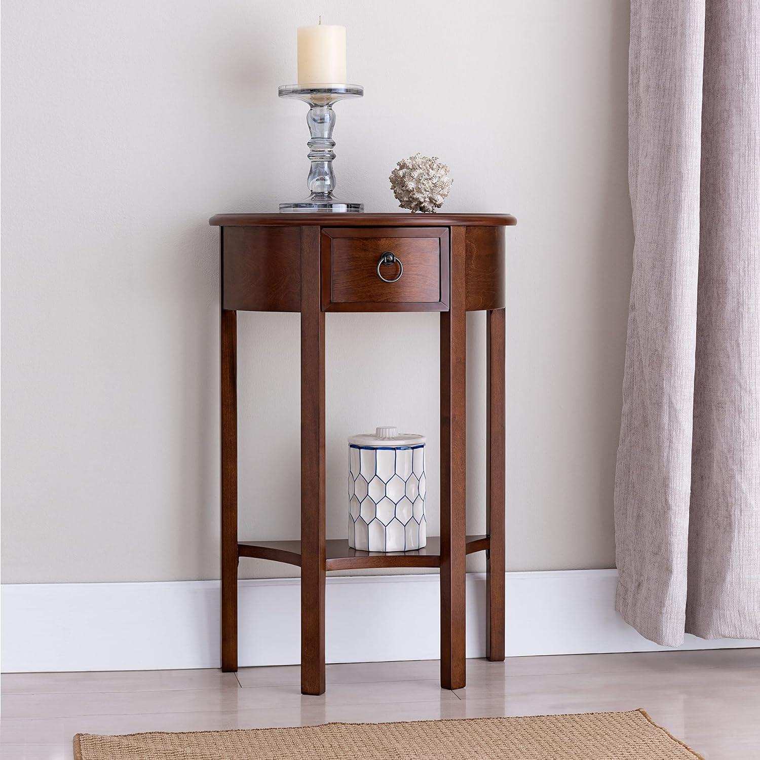 imageLeick Home Boa Console Table Solid Wood Bottom Display Shelf Narrow Depth EasyAssembly For Living RoomHallway Chocolate Cherry 380 in W x 140 in D x 300 in H 10332Pecan