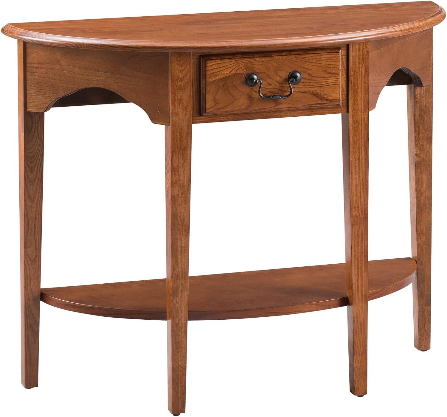 imageLeick Home Boa Console Table Solid Wood Bottom Display Shelf Narrow Depth EasyAssembly For Living RoomHallway Chocolate Cherry 380 in W x 140 in D x 300 in H 10332Medium Oak