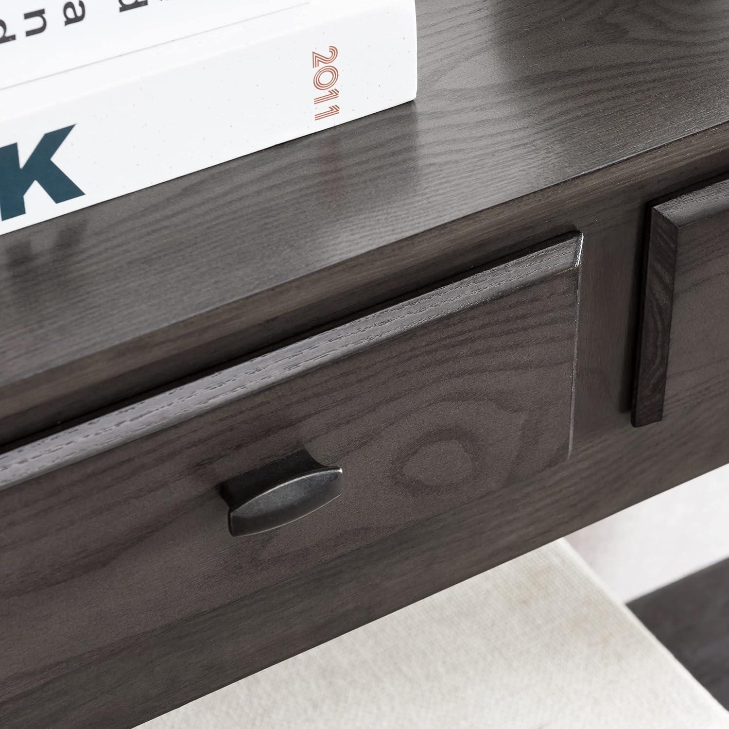 imageLeick Home Boa Console Table Solid Wood Bottom Display Shelf Narrow Depth EasyAssembly For Living RoomHallway Chocolate Cherry 380 in W x 140 in D x 300 in H 10332Smoke Gray Matte Black
