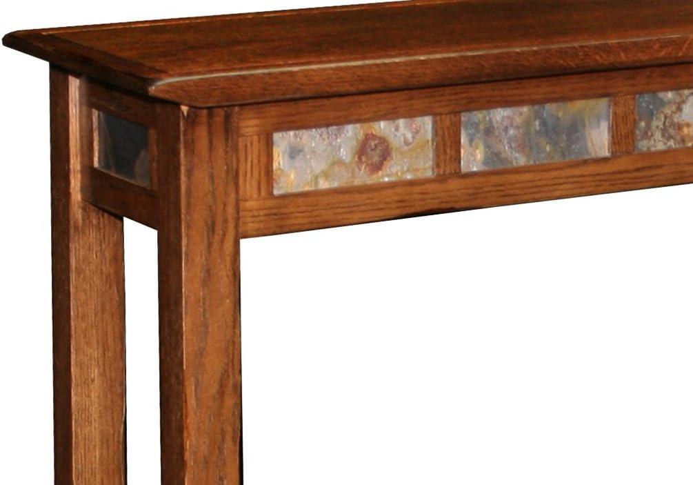 imageLeick Home Boa Console Table Solid Wood Bottom Display Shelf Narrow Depth EasyAssembly For Living RoomHallway Chocolate Cherry 380 in W x 140 in D x 300 in H 10332Rustic Oak