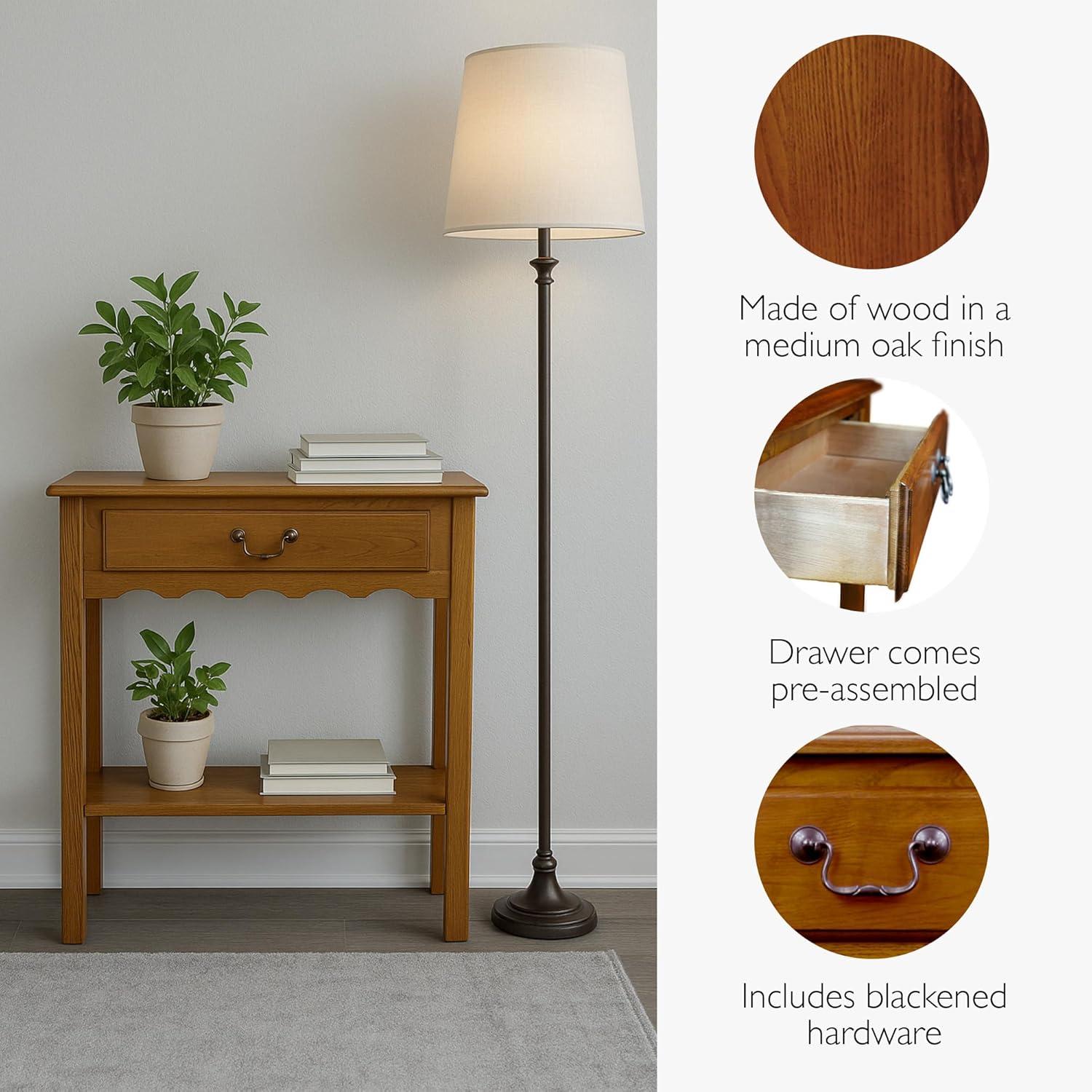 imageLeick Home Boa Console Table Solid Wood Bottom Display Shelf Narrow Depth EasyAssembly For Living RoomHallway Chocolate Cherry 380 in W x 140 in D x 300 in H 10332Medium Oak
