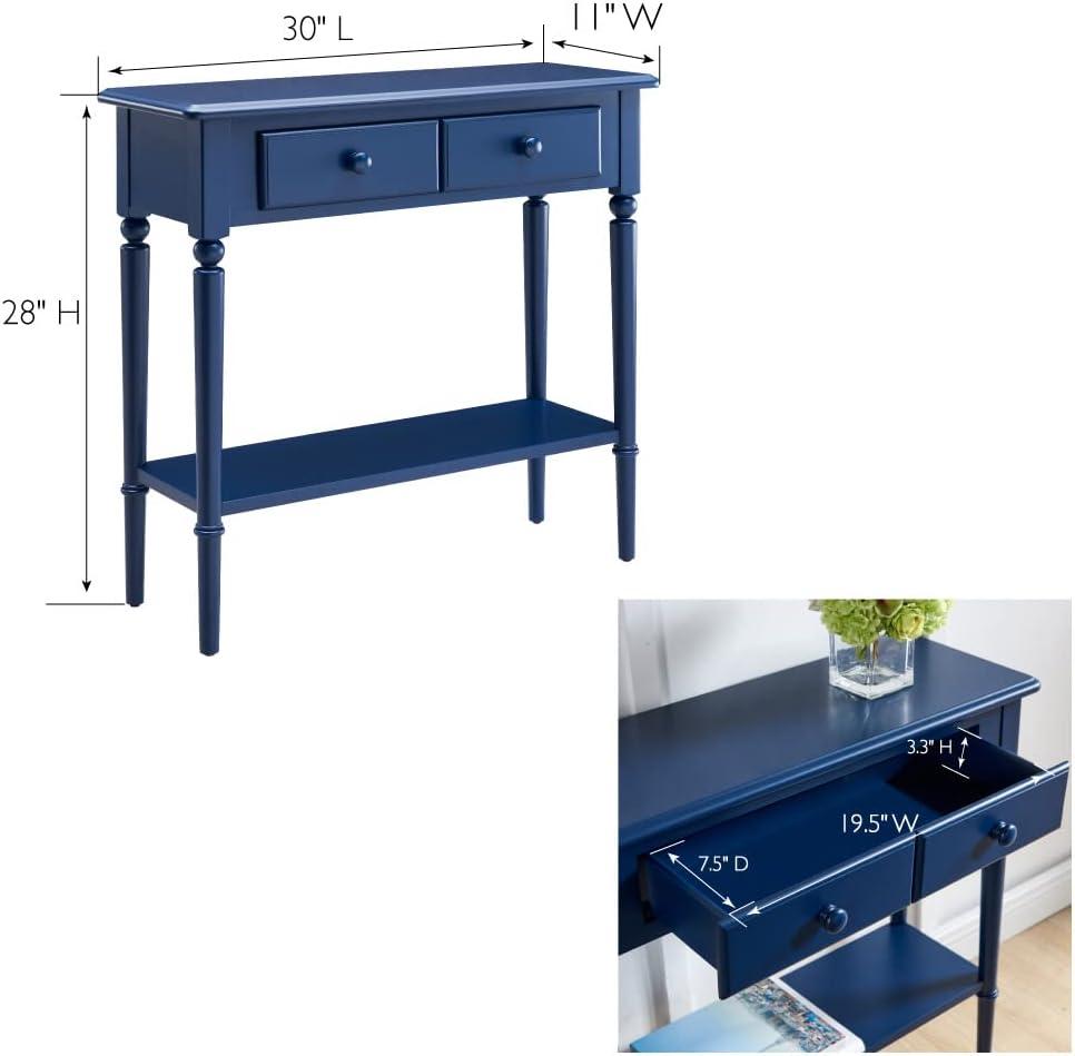 imageLeick Home Coastal Console Table Solid Wood with Drawer and Shelf for Entryways Hallways and Living Rooms Pecan Brown 20027PCNavy