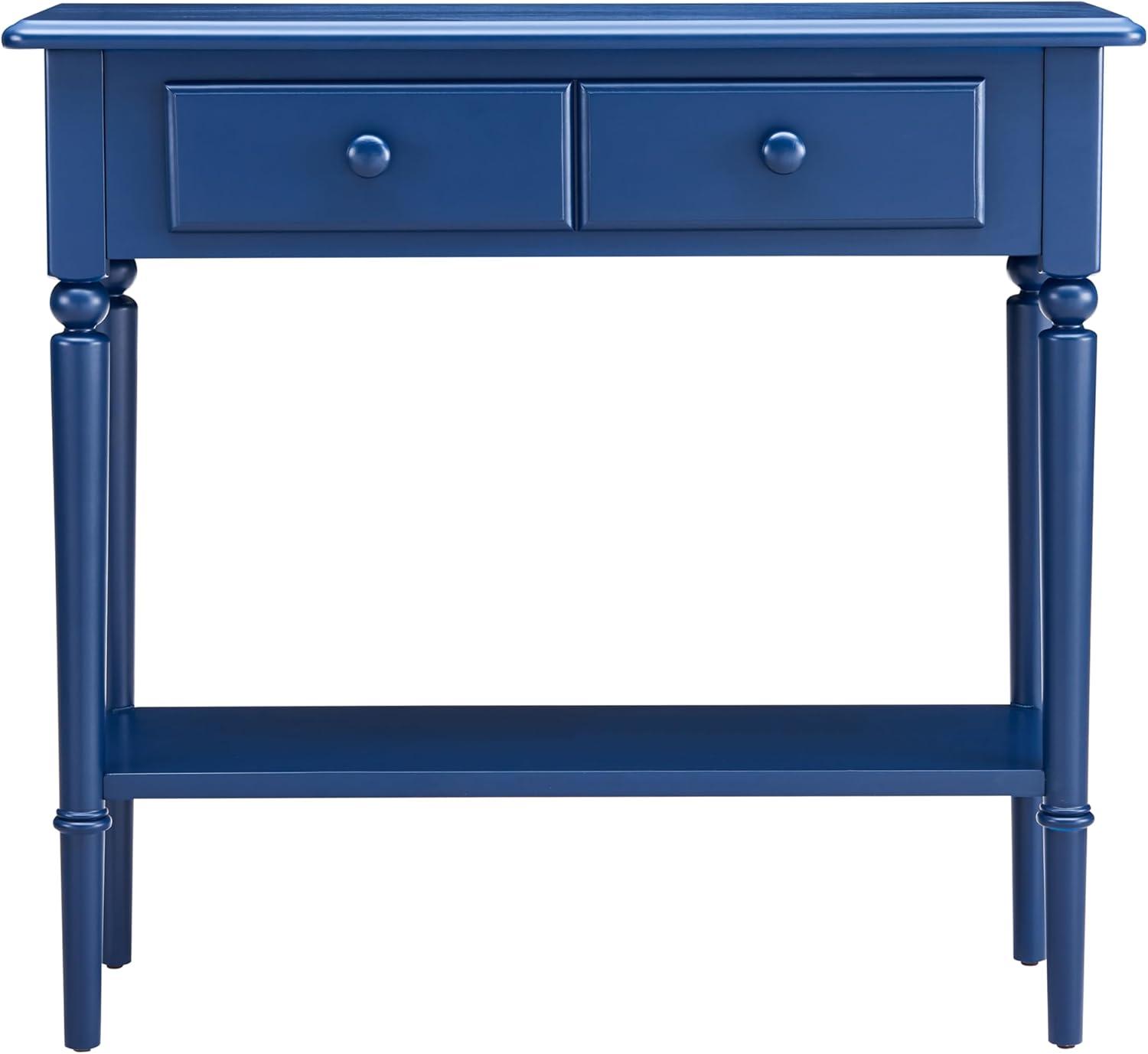 imageLeick Home Coastal Console Table Solid Wood with Drawer and Shelf for Entryways Hallways and Living Rooms Pecan Brown 20027PCNavy