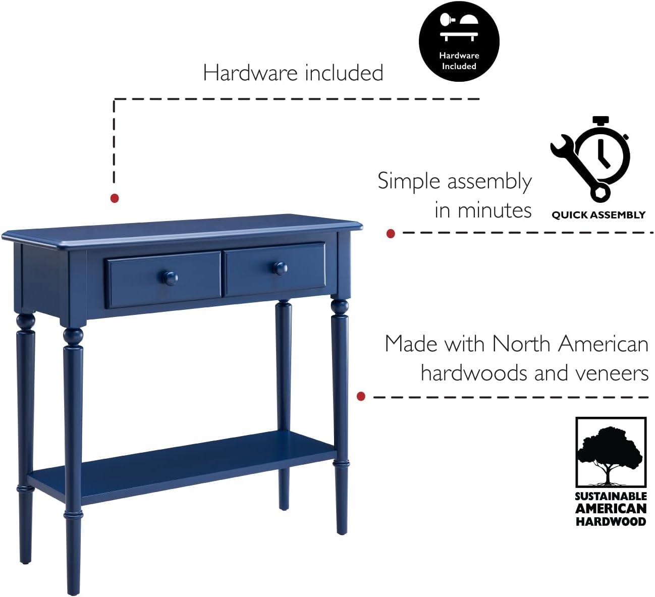 imageLeick Home Coastal Console Table Solid Wood with Drawer and Shelf for Entryways Hallways and Living Rooms Pecan Brown 20027PCNavy