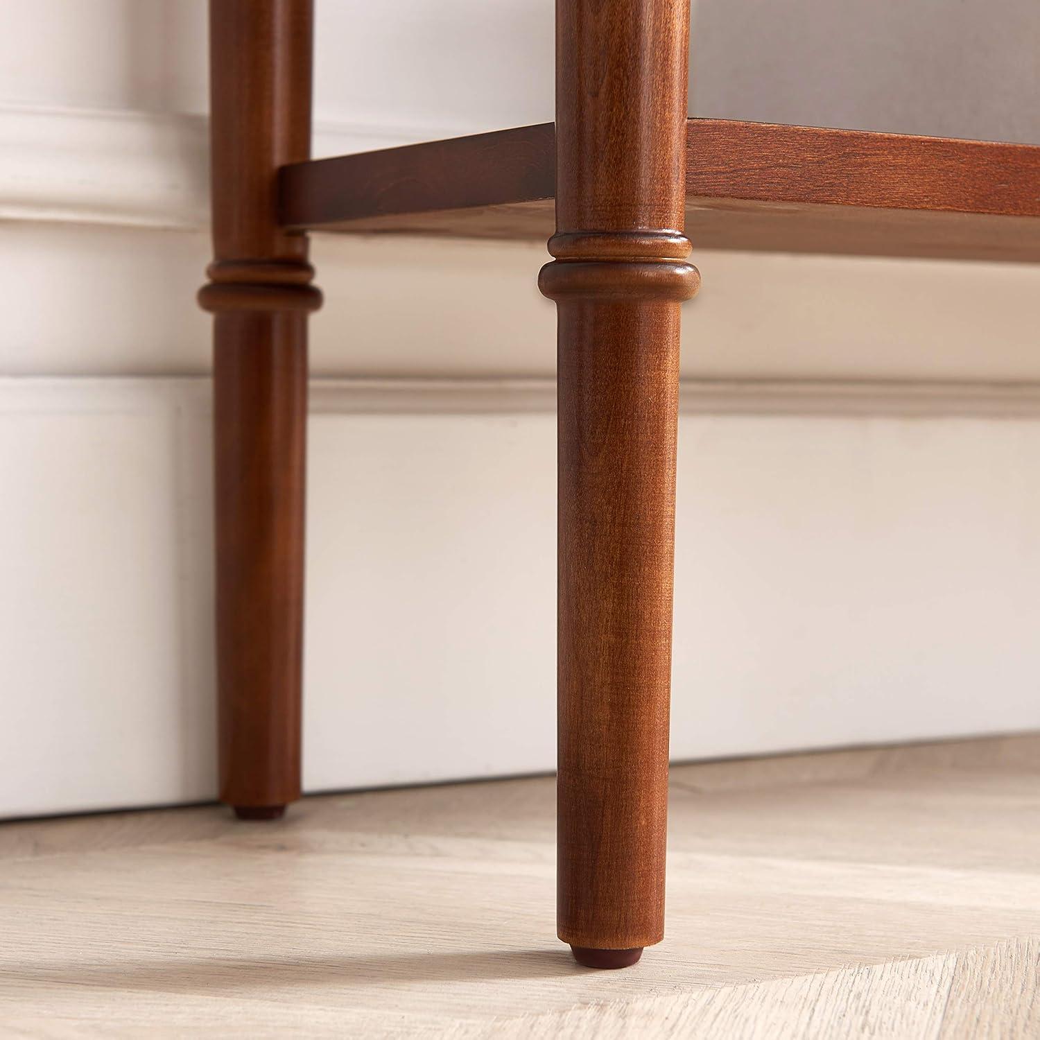 imageLeick Home Coastal Console Table Solid Wood with Drawer and Shelf for Entryways Hallways and Living Rooms Pecan Brown 20027PCPecan