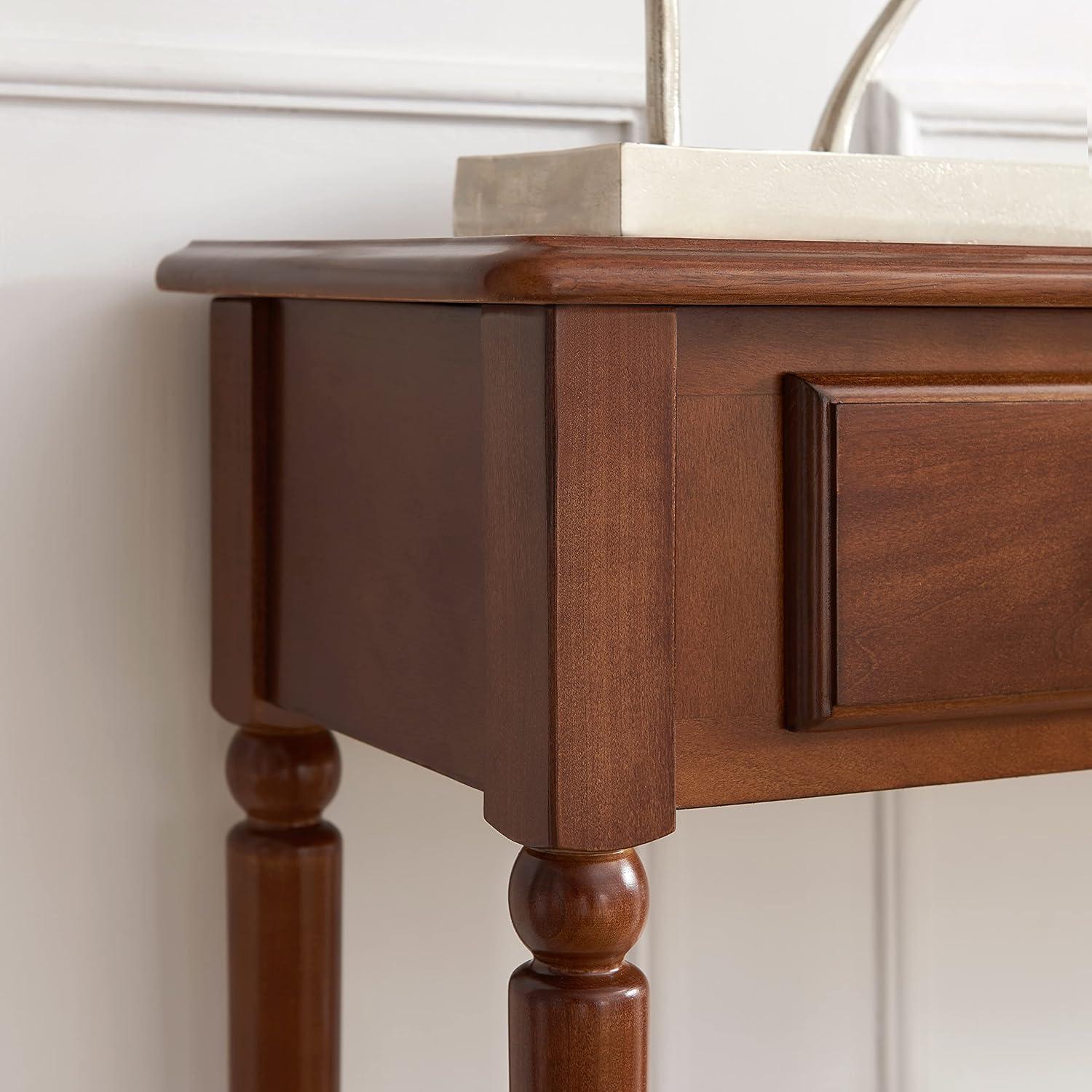 imageLeick Home Coastal Console Table Solid Wood with Drawer and Shelf for Entryways Hallways and Living Rooms Pecan Brown 20027PCPecan