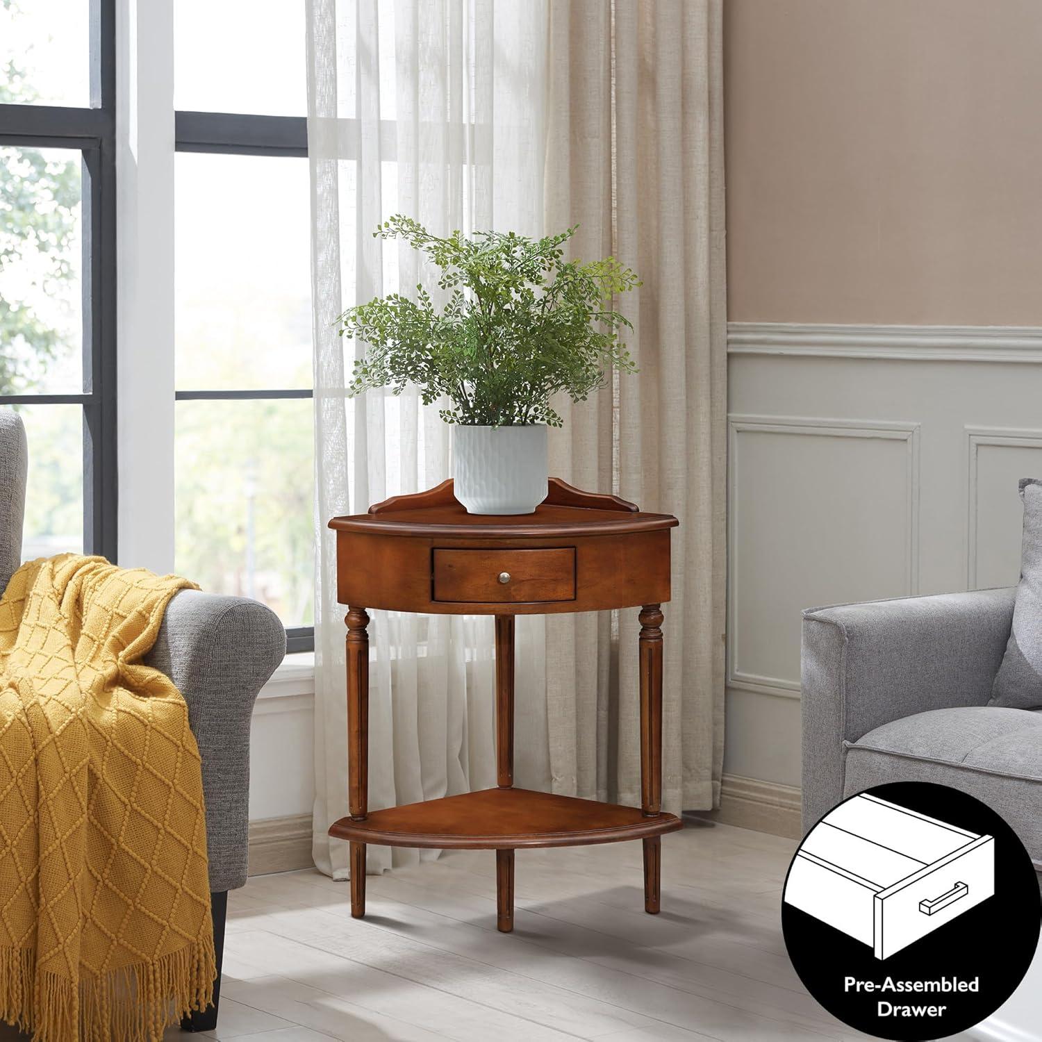 imageLeick Home Coastal Console Table Solid Wood with Drawer and Shelf for Entryways Hallways and Living Rooms Pecan Brown 20027PCPecan