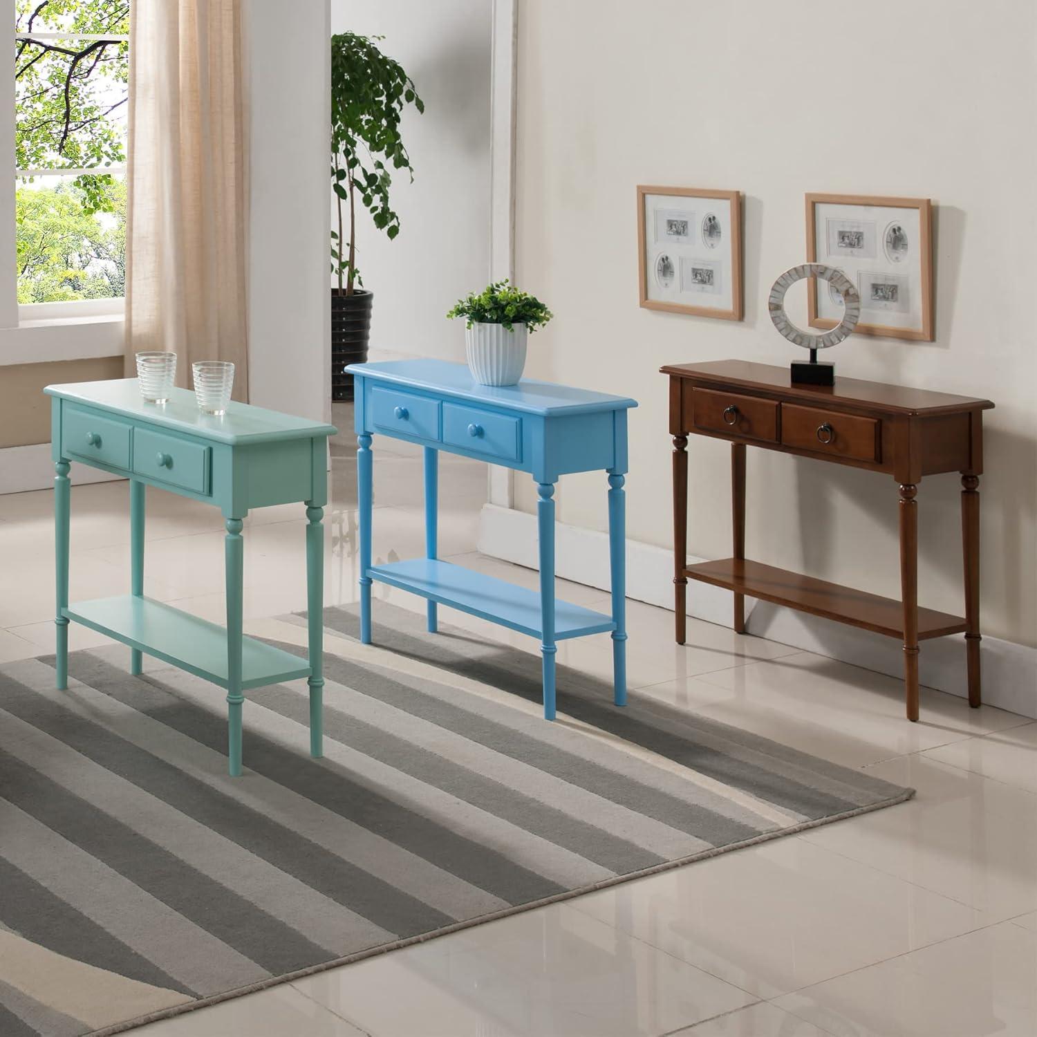 imageLeick Home Coastal Console Table Solid Wood with Drawer and Shelf for Entryways Hallways and Living Rooms Pecan Brown 20027PCPecan