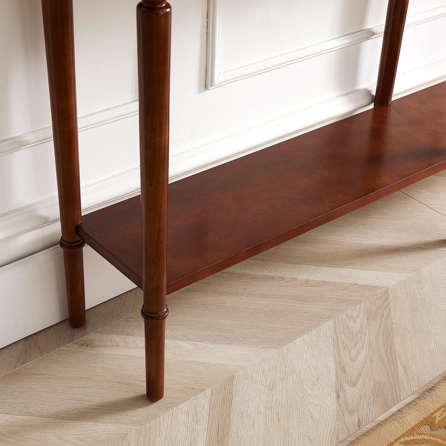imageLeick Home Coastal Console Table Solid Wood with Drawer and Shelf for Entryways Hallways and Living Rooms Pecan Brown 20027PCPecan