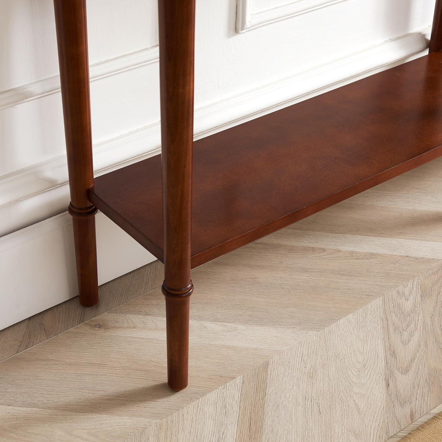 imageLeick Home Coastal Console Table Solid Wood with Drawer and Shelf for Entryways Hallways and Living Rooms Pecan Brown 20027PCPecan