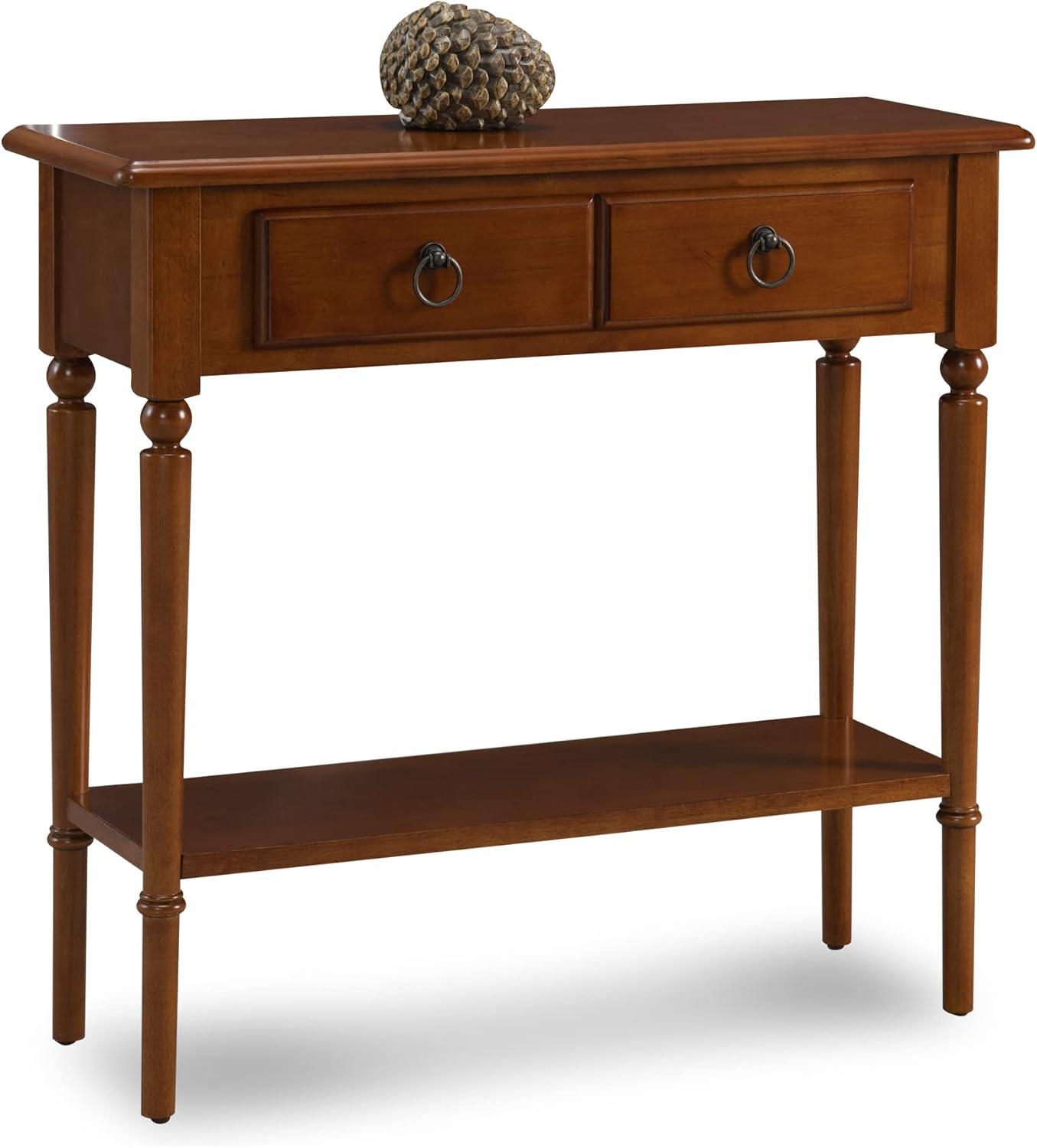 imageLeick Home Coastal Console Table Solid Wood with Drawer and Shelf for Entryways Hallways and Living Rooms Pecan Brown 20027PCPecan