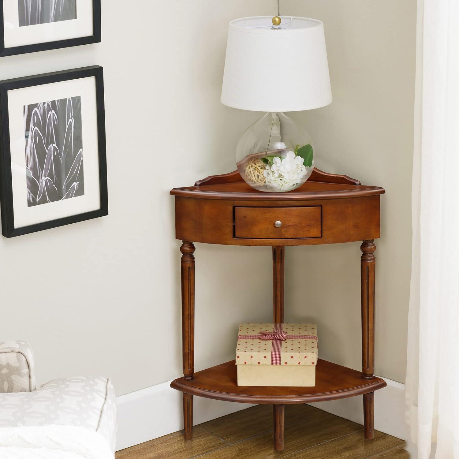 imageLeick Home Coastal Console Table Solid Wood with Drawer and Shelf for Entryways Hallways and Living Rooms Pecan Brown 20027PCPecan