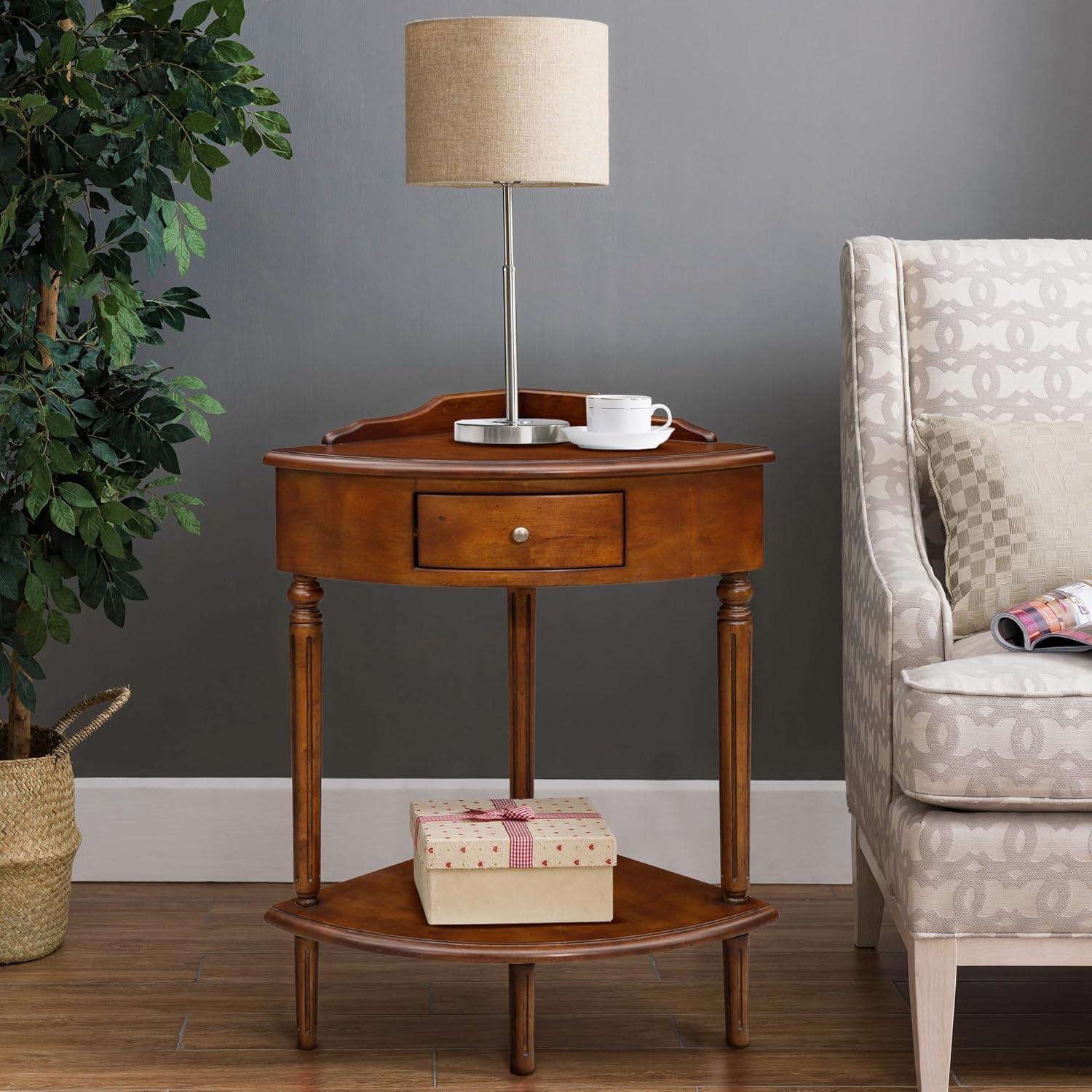 imageLeick Home Coastal Console Table Solid Wood with Drawer and Shelf for Entryways Hallways and Living Rooms Pecan Brown 20027PCPecan