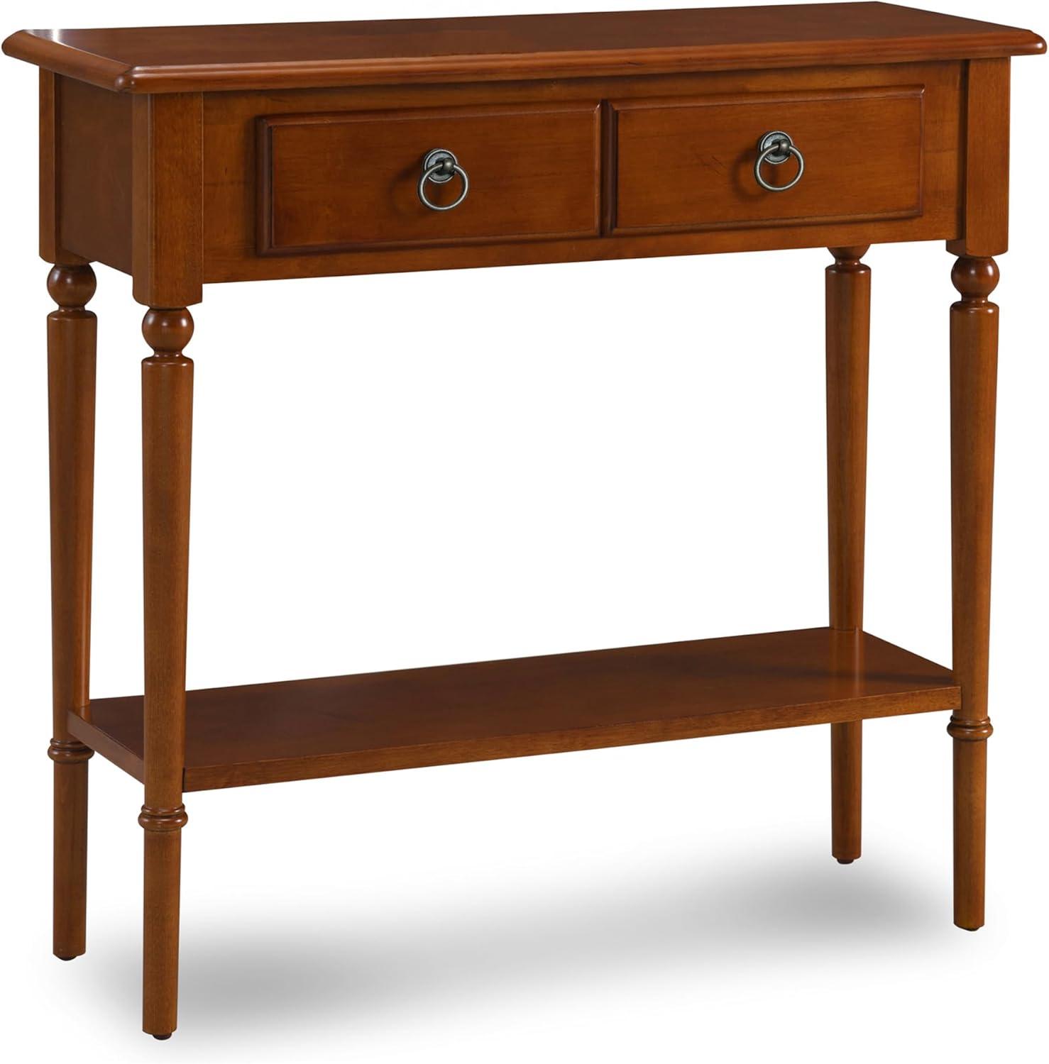 imageLeick Home Coastal Console Table Solid Wood with Drawer and Shelf for Entryways Hallways and Living Rooms Pecan Brown 20027PCPecan