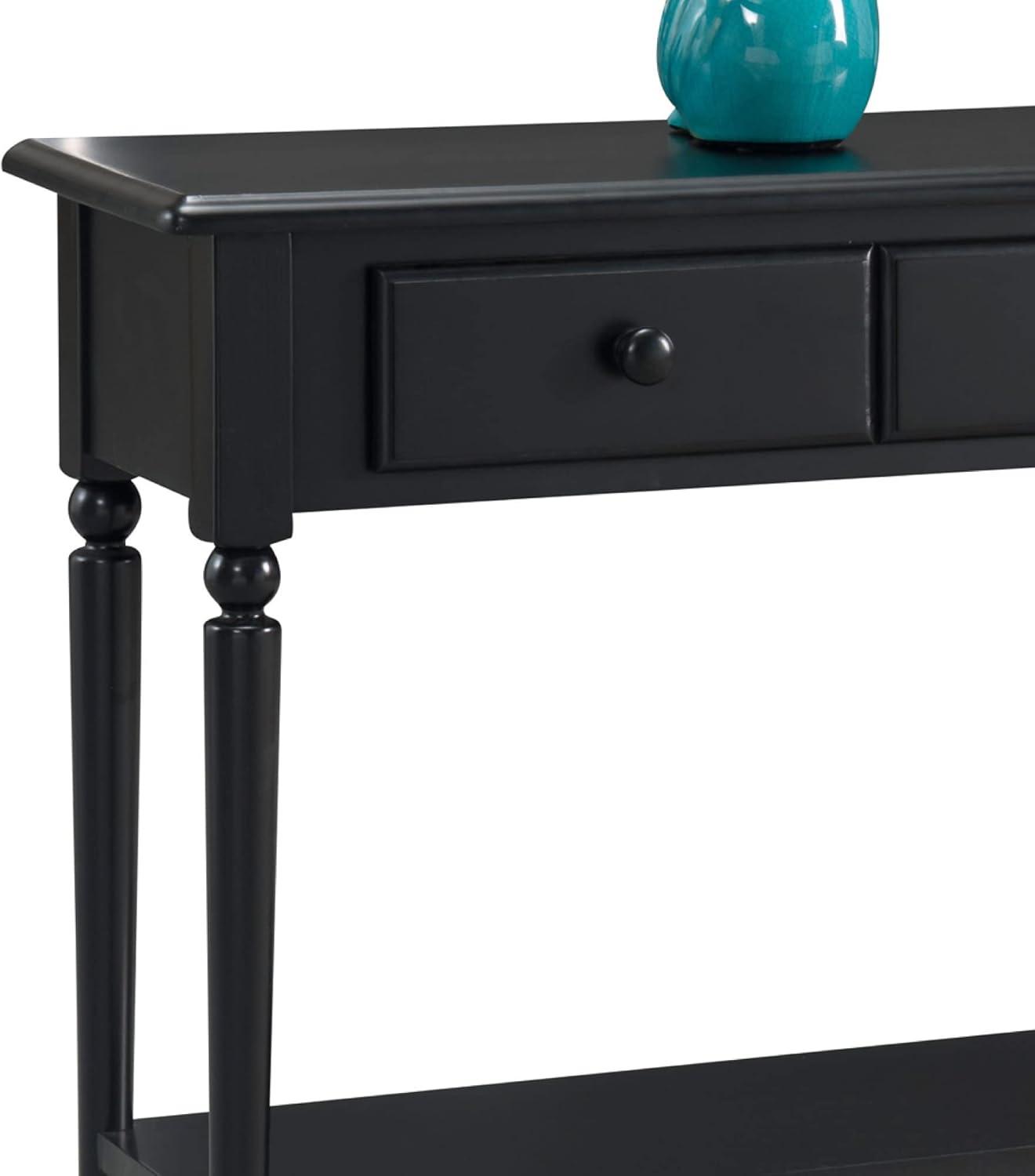 imageLeick Home Coastal Console Table Solid Wood with Drawer and Shelf for Entryways Hallways and Living Rooms Pecan Brown 20027PCSwan Black