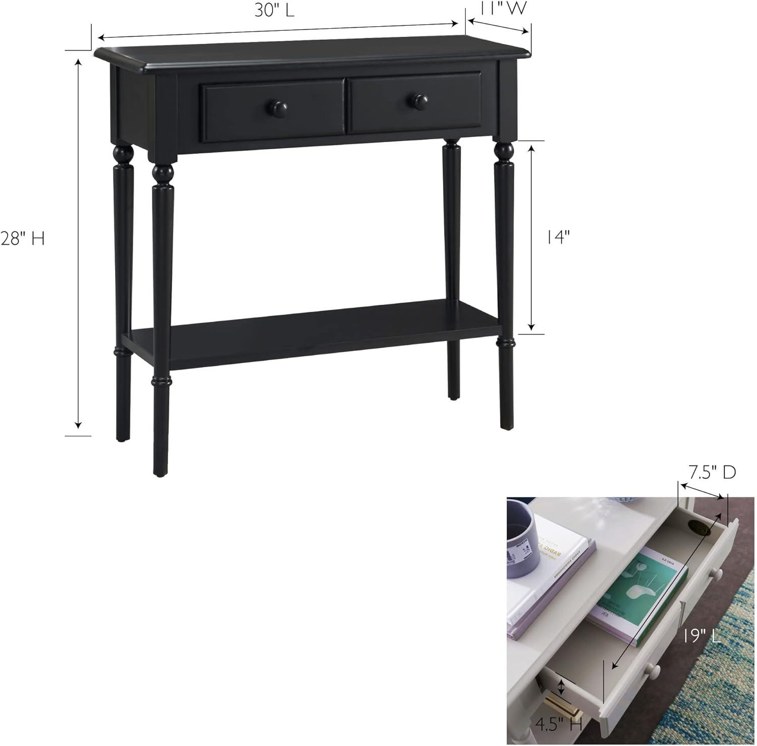 imageLeick Home Coastal Console Table Solid Wood with Drawer and Shelf for Entryways Hallways and Living Rooms Pecan Brown 20027PCSwan Black