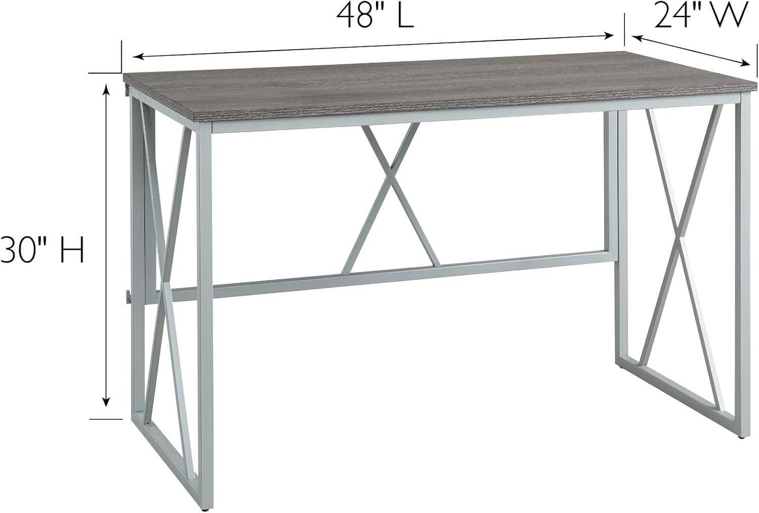imageLeick Home Collapsible X Writing Computer Desk Space Saving for Bedroom Home Office Small Spaces Fully Assembled in Weathered WoodSatin Nickel 70002WWNK